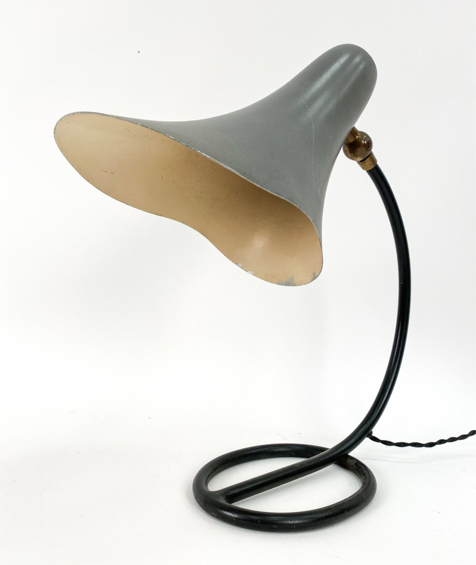 MID-CENTURY FRENCH ENAMEL SHADE TABLE LAMP (1 of 9)