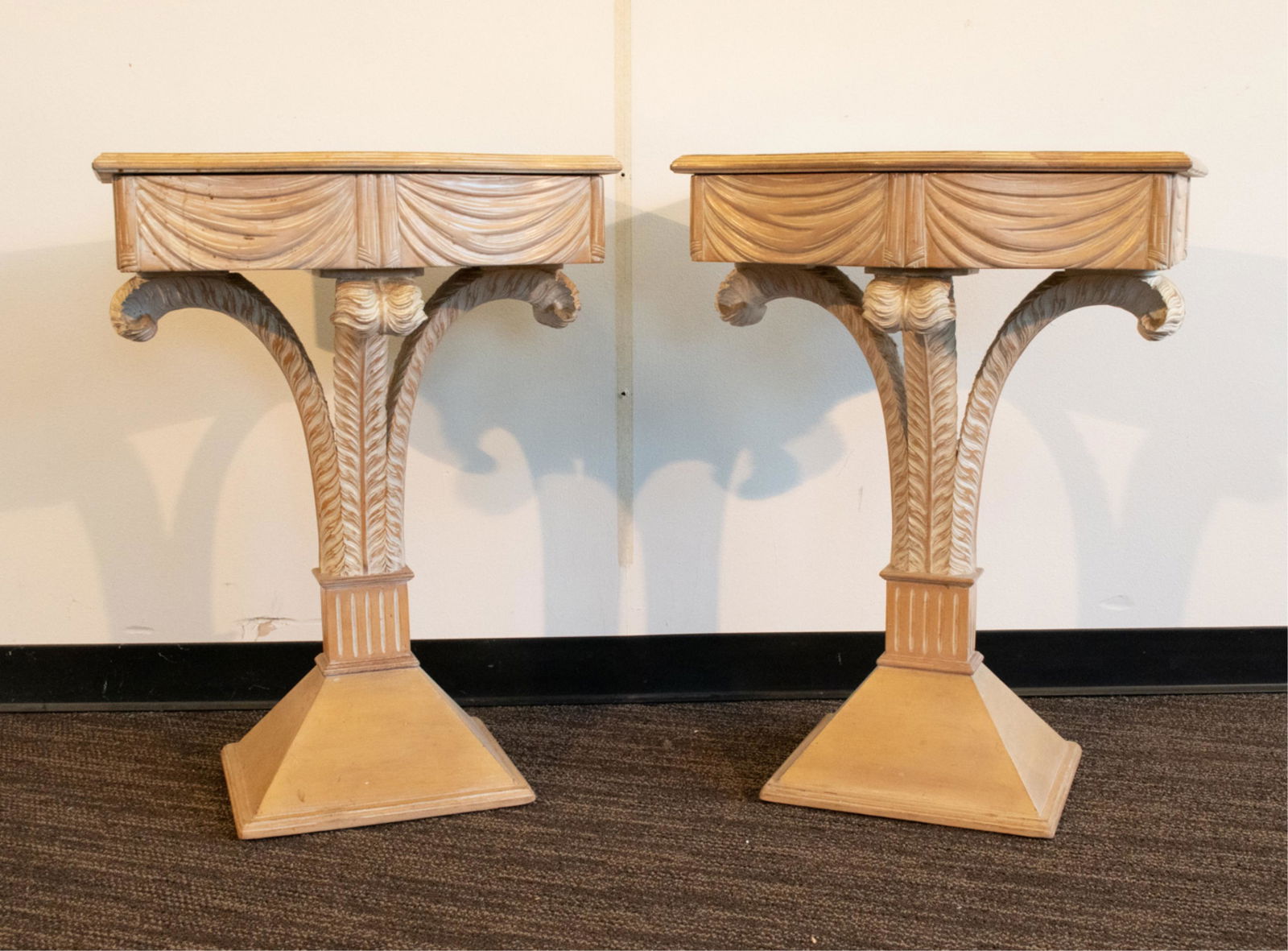 PAIR OF HOLLYWOOD REGENCY-STYLE PEDESTAL TABLES (1 of 18)