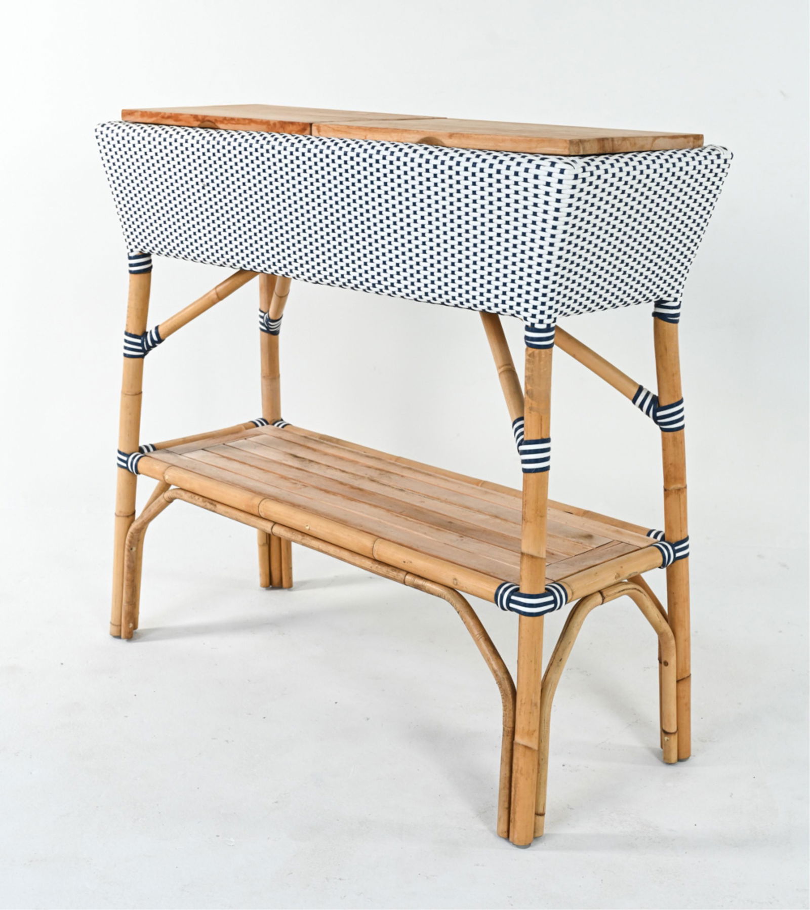 FRENCH BISTRO-STYLE RATTAN PATIO COOLER BAR TABLE (1 of 13)