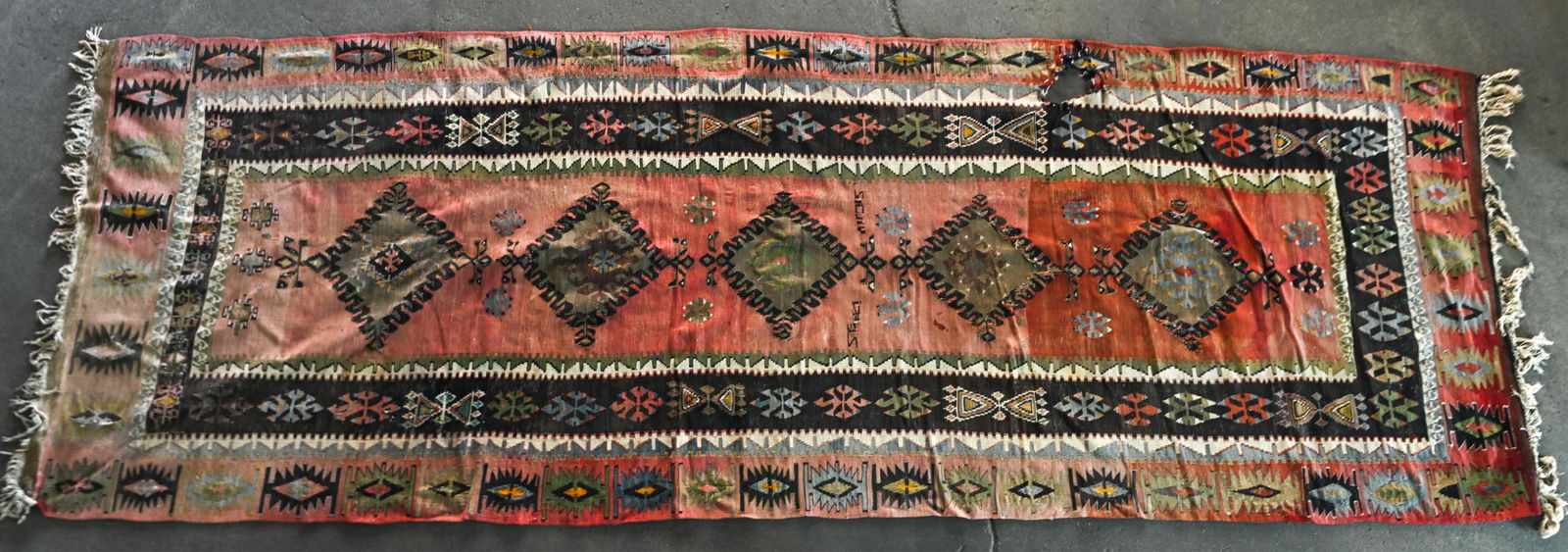 SEMI-ANTIQUE FLAT WEAVE KILIM RUNNER RUG (1 of 13)