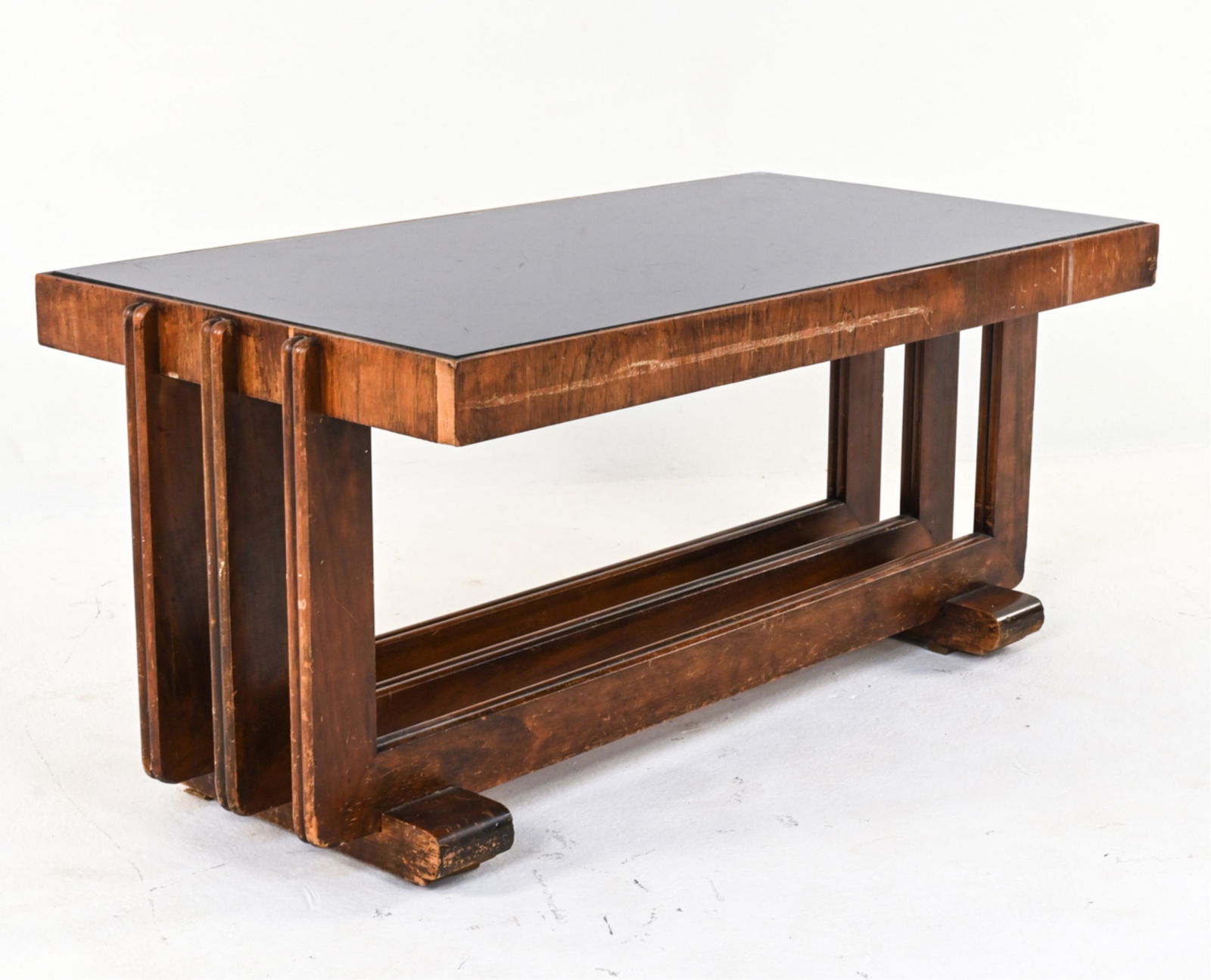 ART DECO COFFEE TABLE W/ BLACK GLASS TOP (1 of 9)