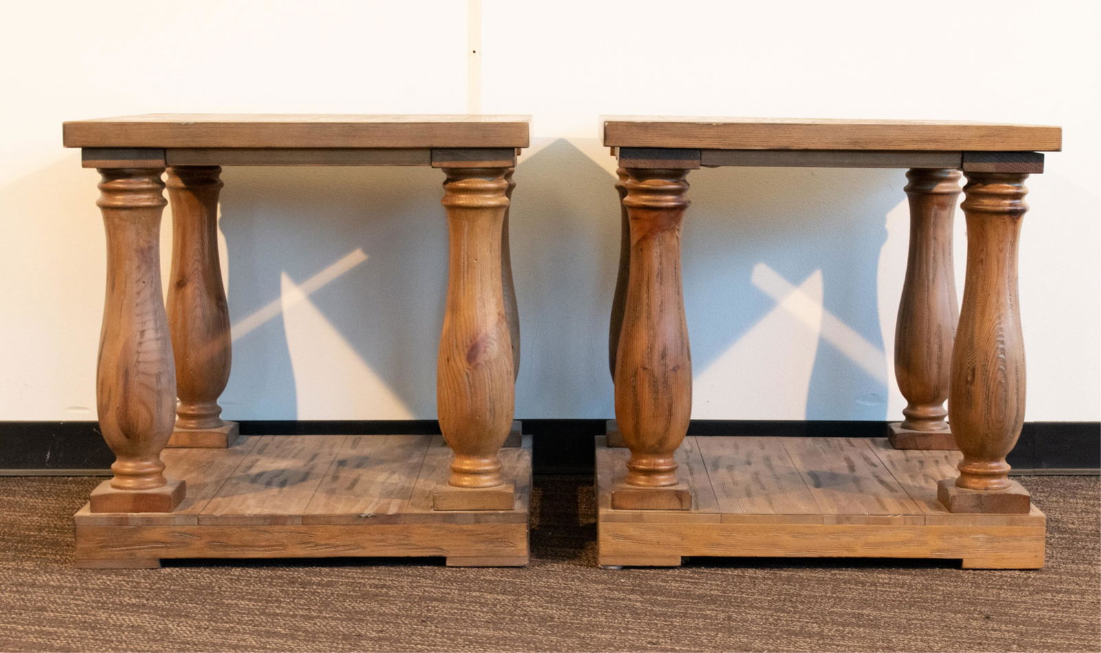 PAIR OF CONTEMPORARY PINE BALUSTER END TABLES (1 of 14)