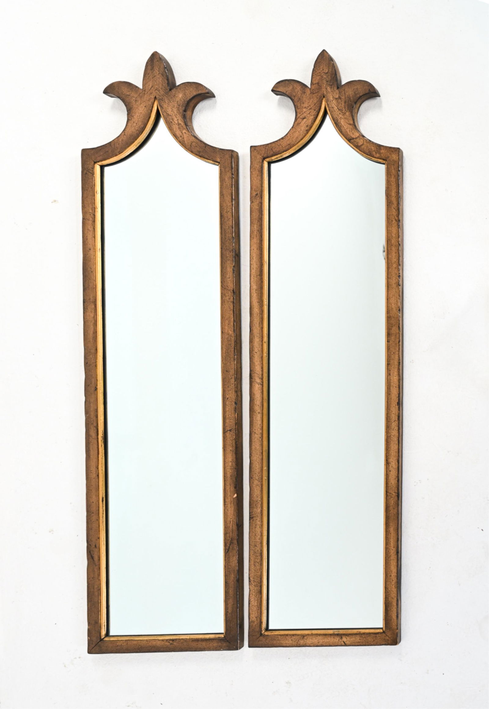 PAIR OF VINTAGE TALL FLEUR DE LIS MIRRORS (1 of 4)