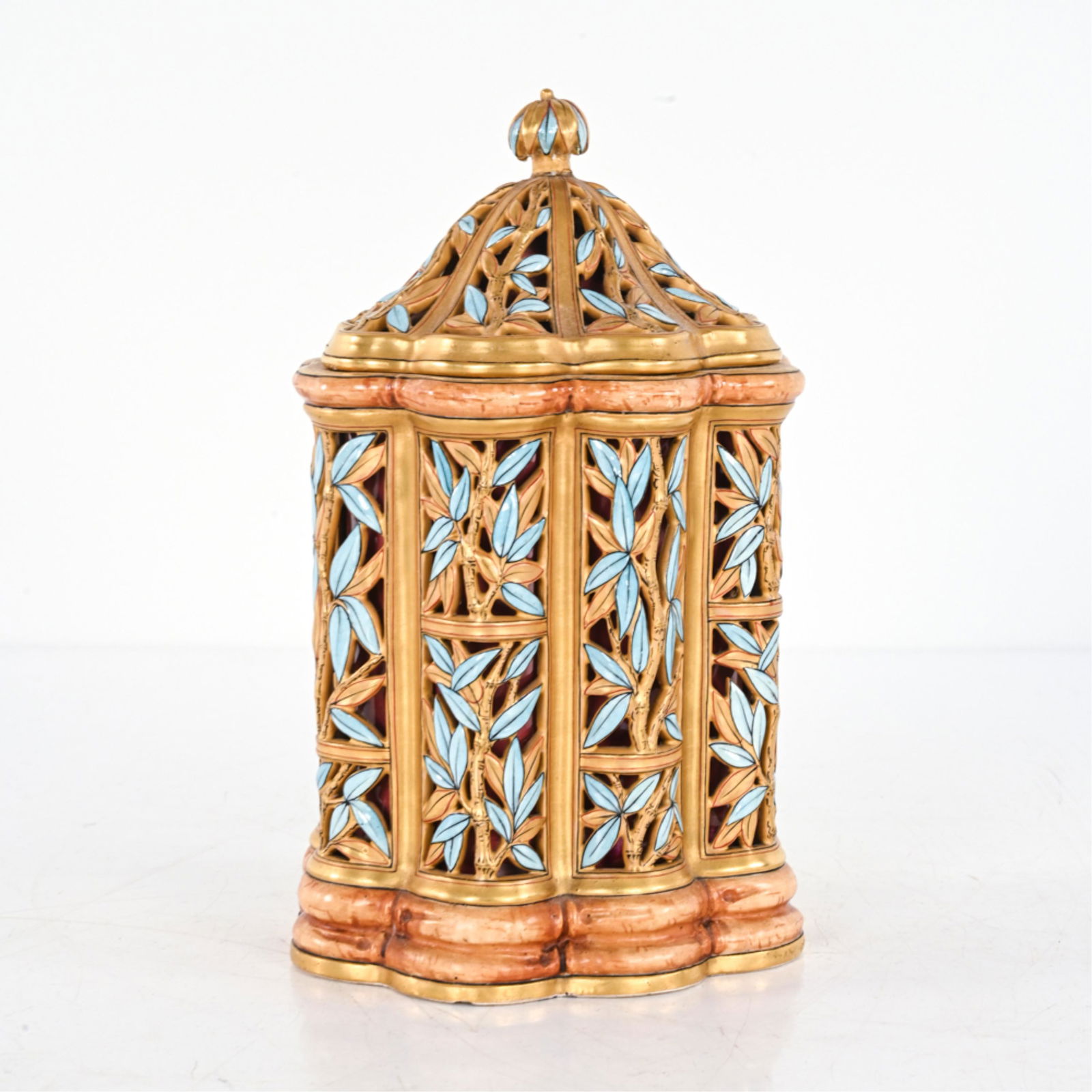 COPELAND BAMBOO-MOTIF PORCELAIN LIDDED JAR (1 of 9)