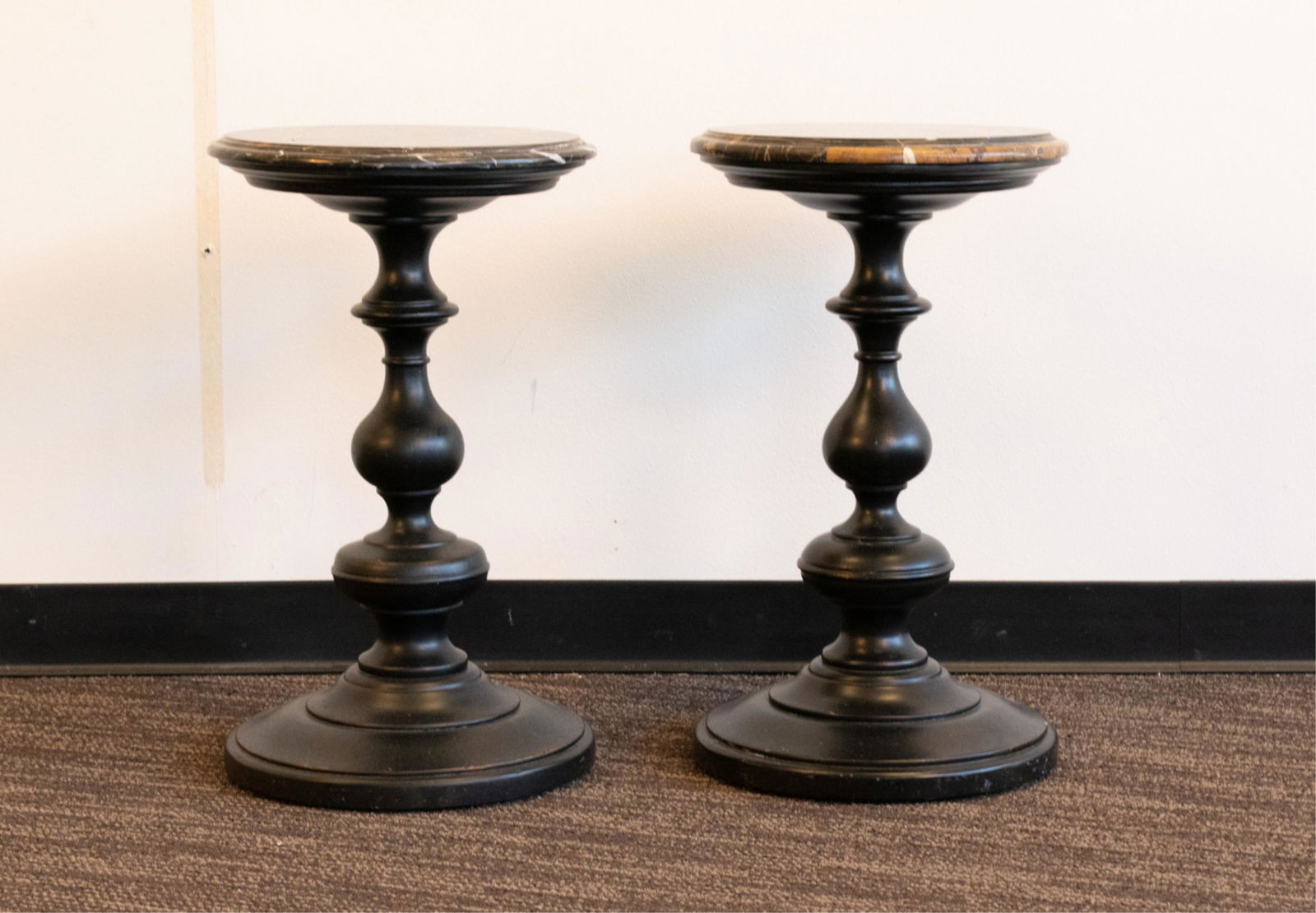 PAIR OF CONTEMPORARY MARBLE TOP PEDESTAL TABLES (1 of 10)