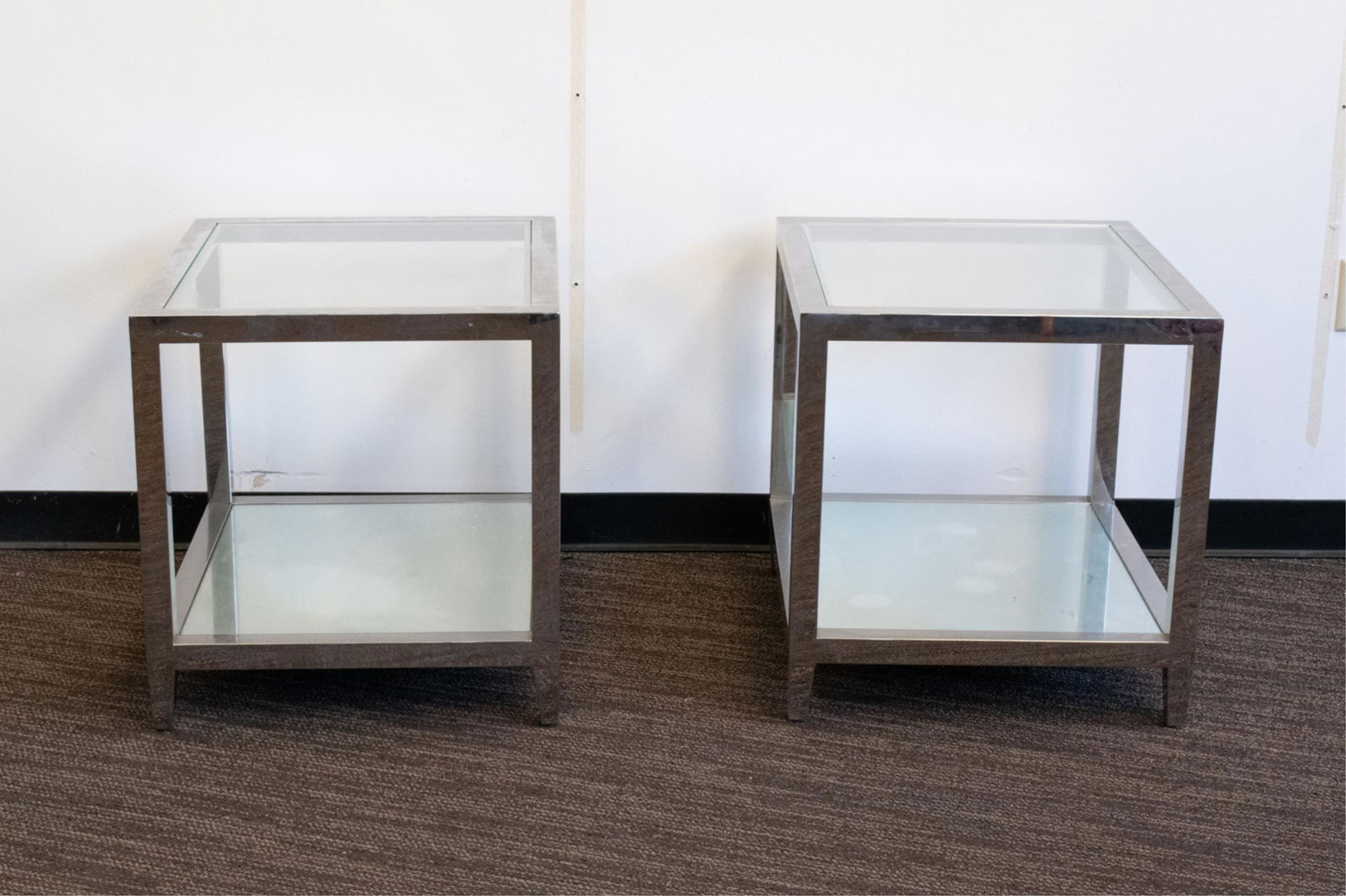 PAIR OF MID-CENTURY CHROME & GLASS END TABLES (1 of 14)
