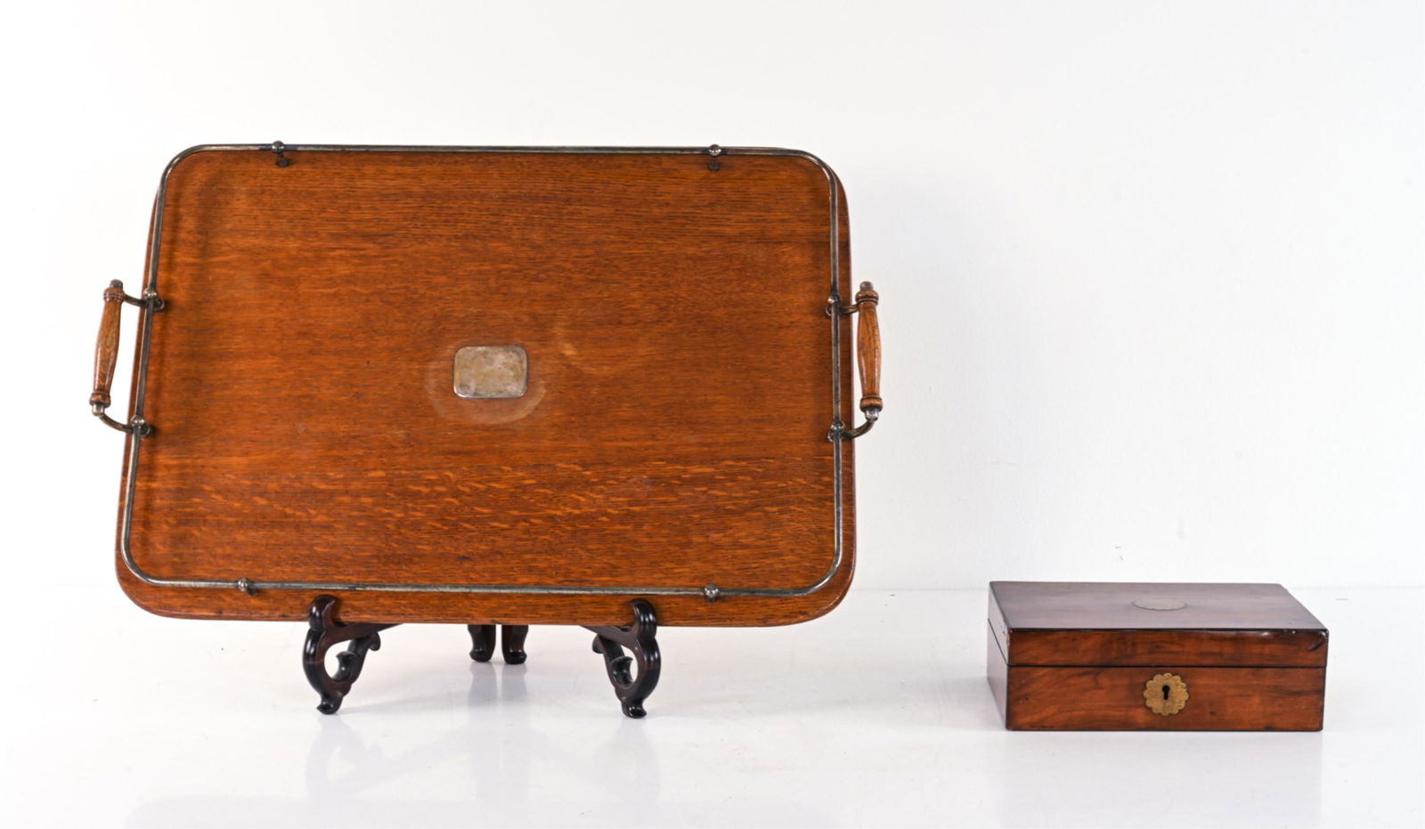 ANTIQUE SEWING BOX & SERVING TRAY (1 of 10)