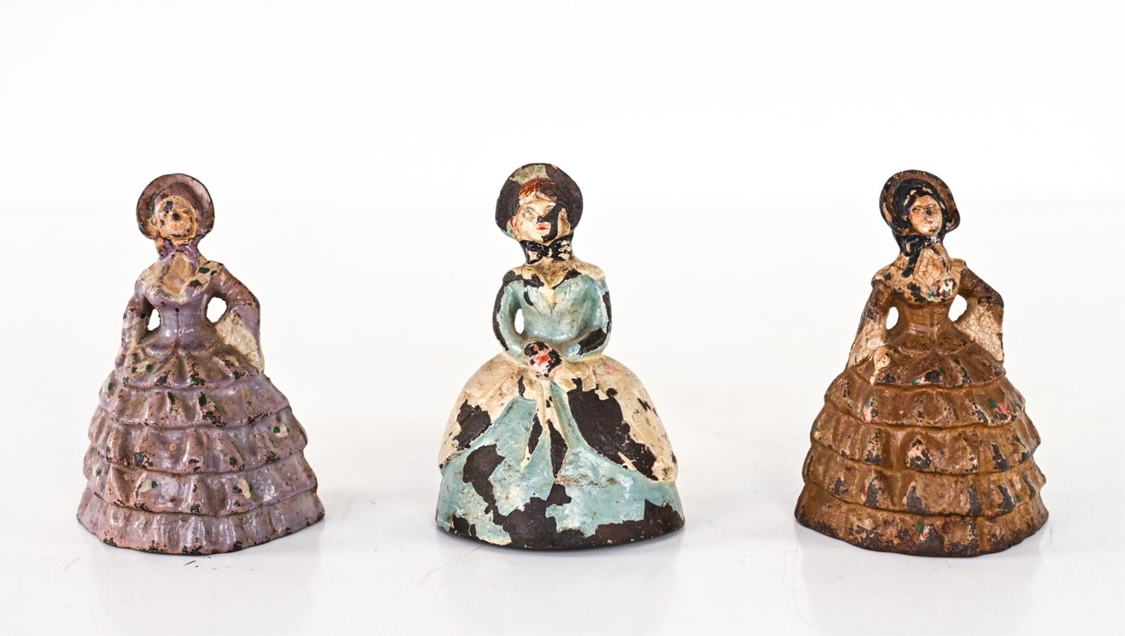 (3) 19TH C. CAST IRON SOUTHERN BELLE DOORSTOPS (1 of 9)