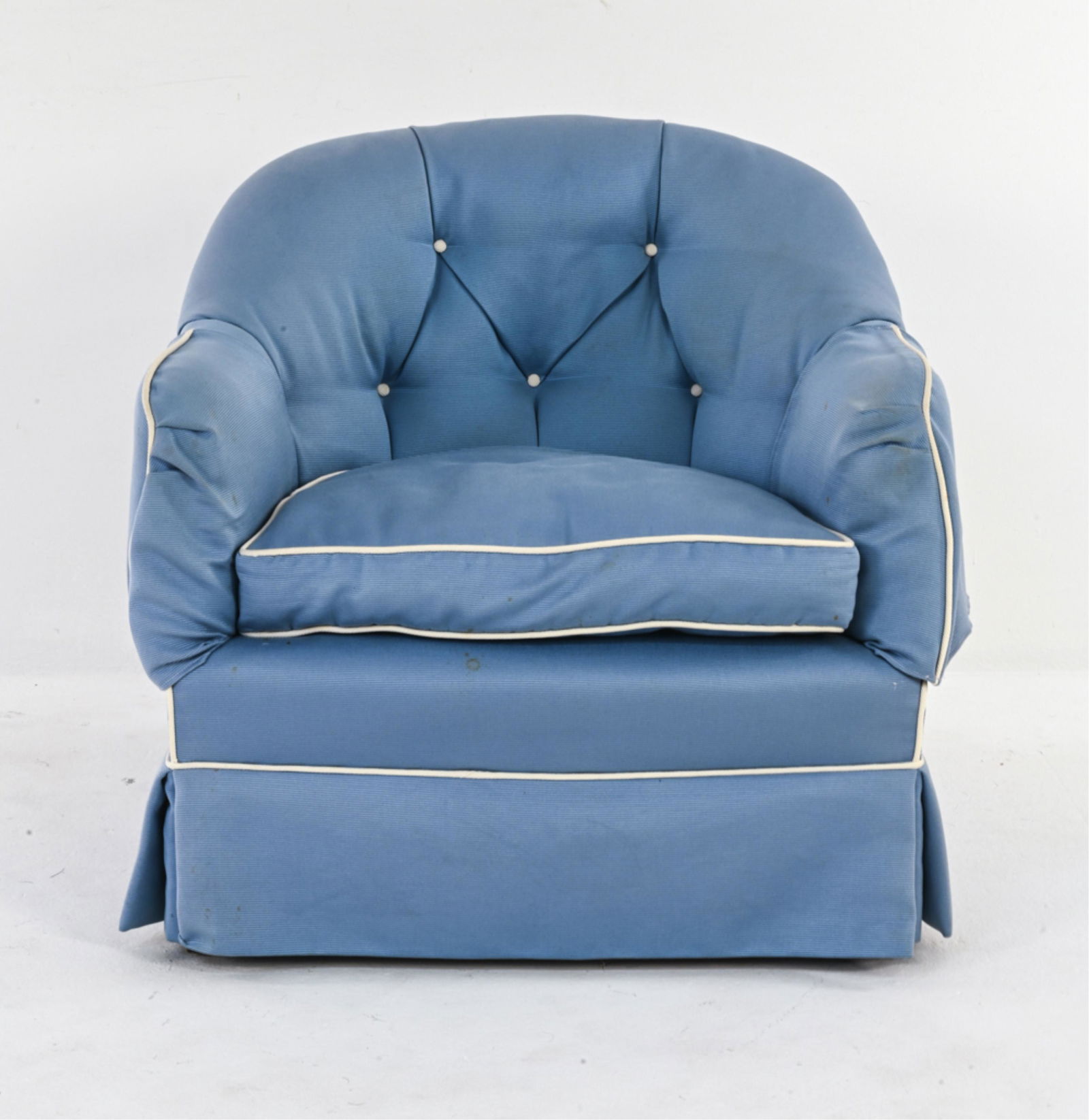 TUFTED BLUE UPHOLSTERED CLUB CHAIR (1 of 11)