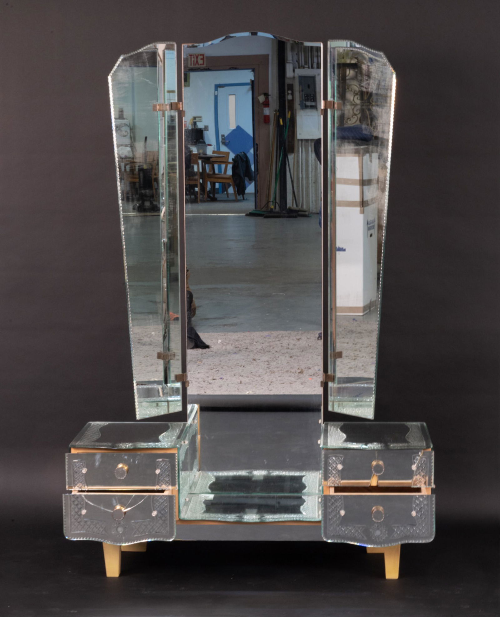 1940'S VENETIAN ART DECO MIRRORED DRESSING TABLE (1 of 12)