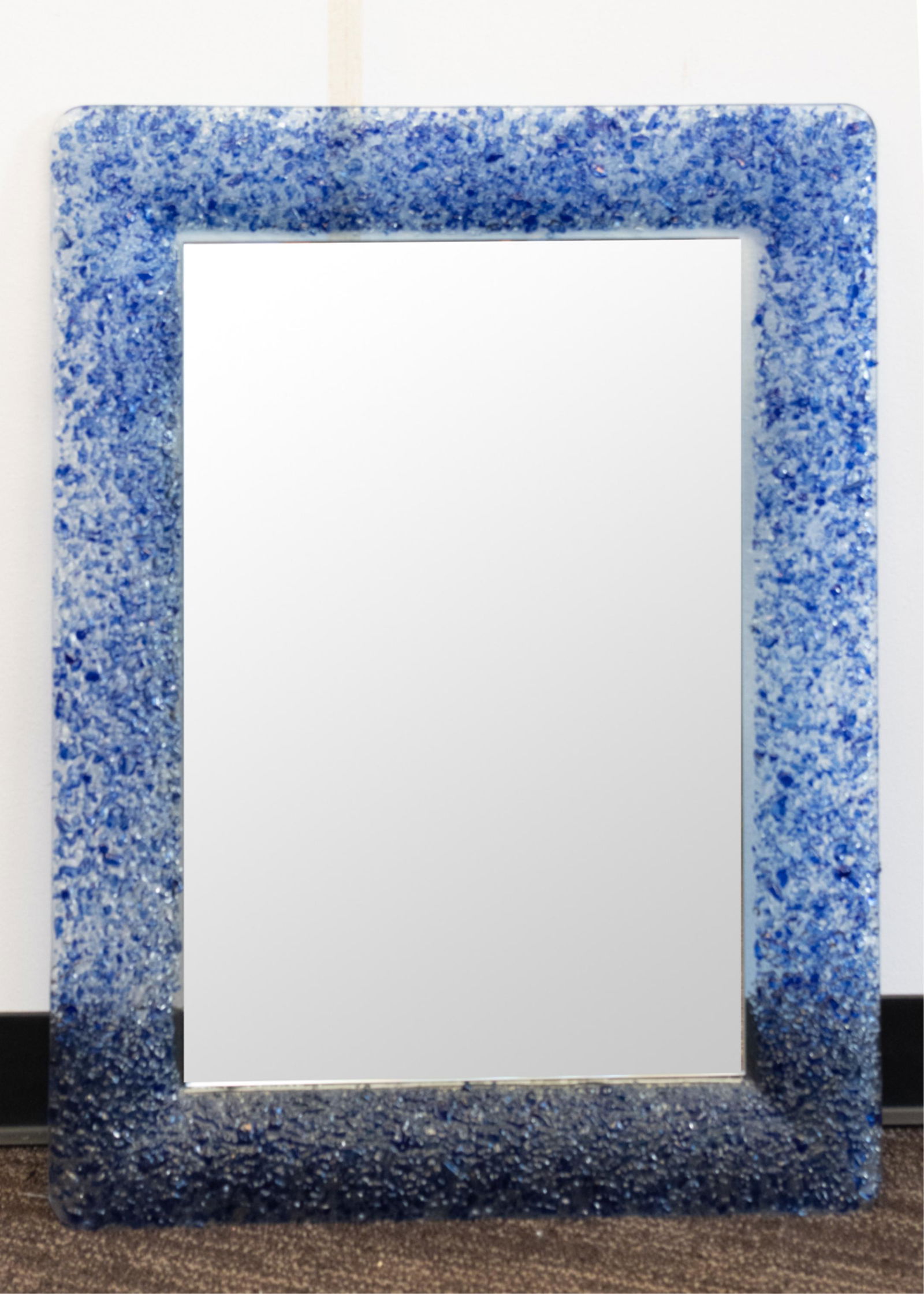 CONTEMPORARY BLUE TEXTURED GLASS MIRROR (1 of 5)