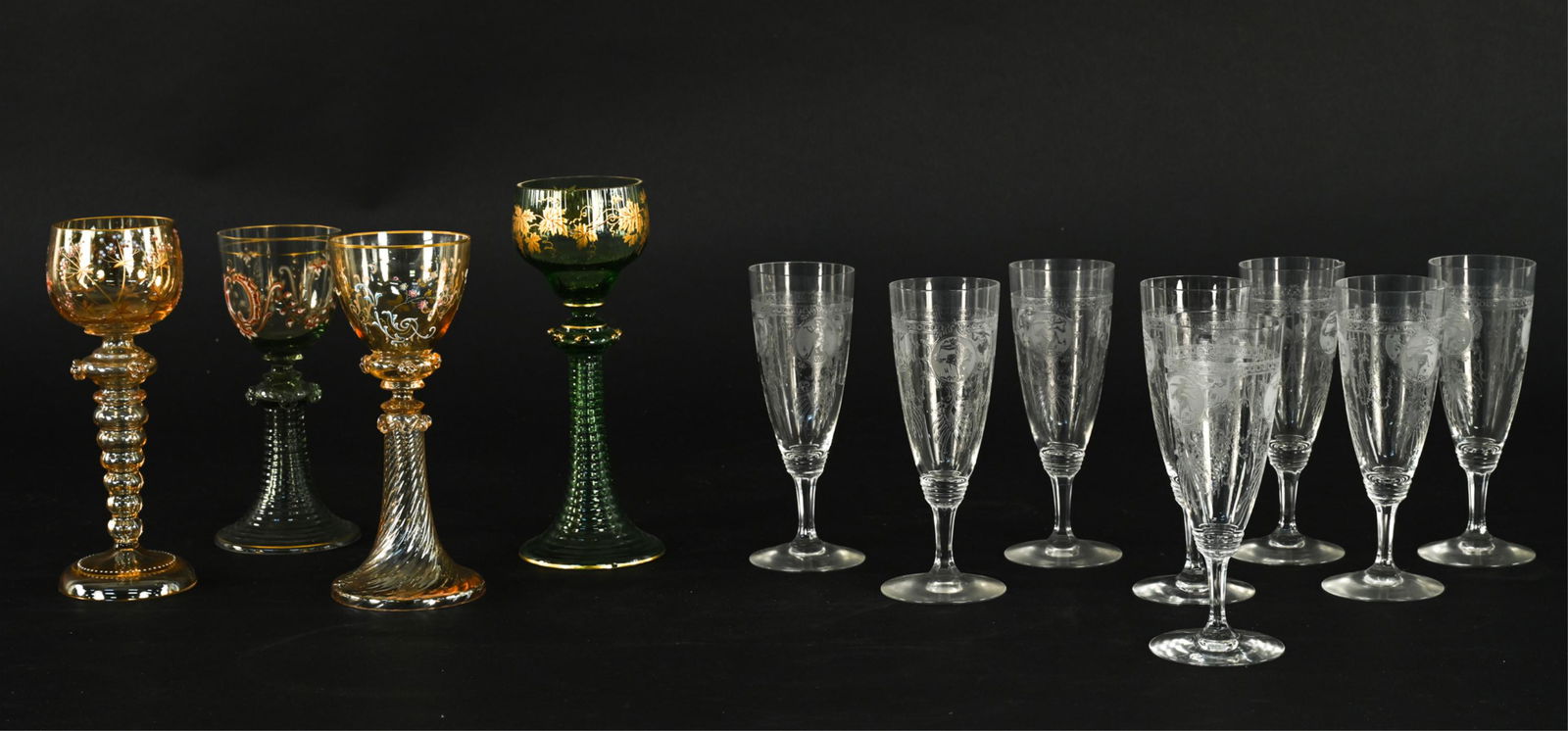 GROUPING OF ANTIQUE STEMWARE INCL. ART DECO (1 of 12)
