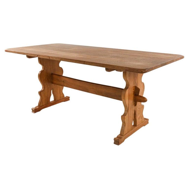 HENNING KJAERNULF-STYLE OAK TRESTLE DINING TABLE (1 of 11)