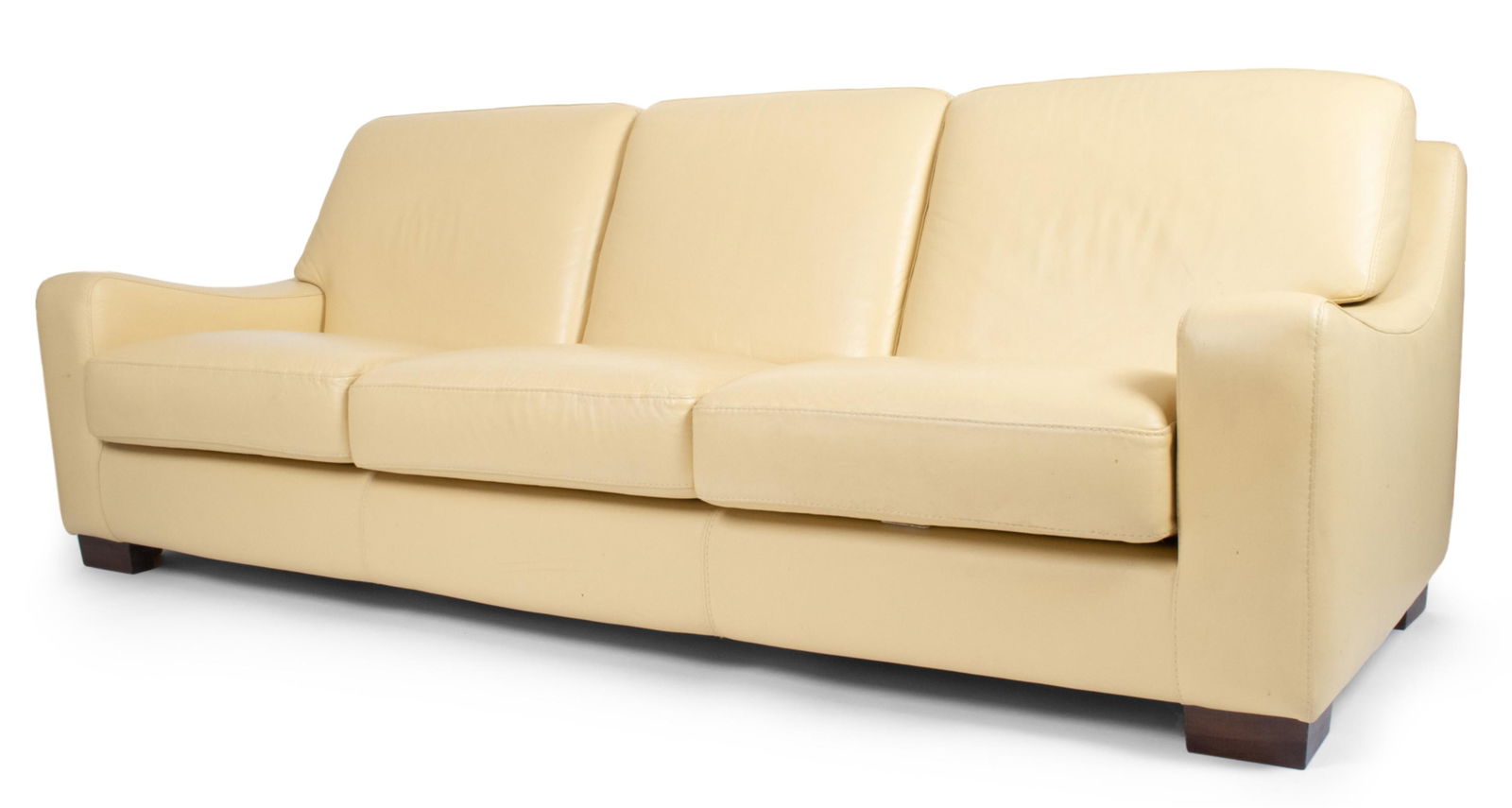 Roche Bobois Butter Yellow Leather Sofa