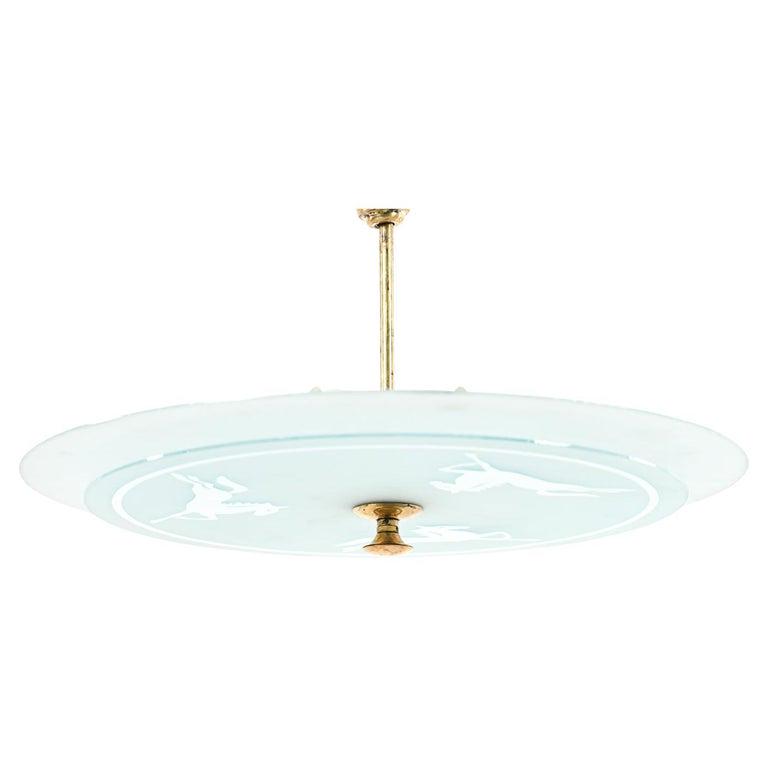 SWEDISH MID-CENTURY GLASS SAUCER CHANDELIER (1 of 8)