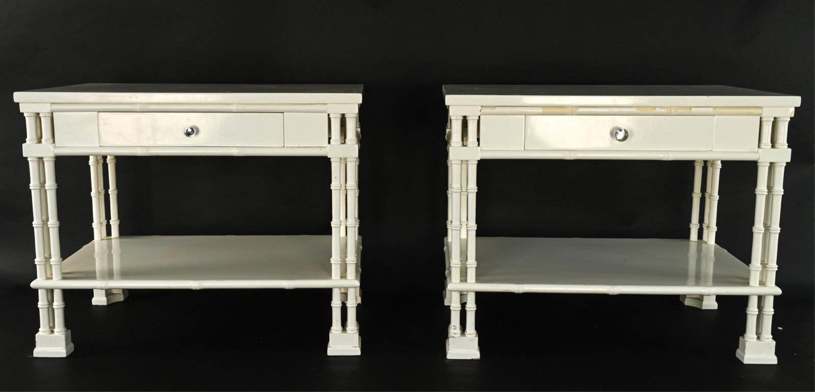 PAIR PALM BEACH REGENECY FAUX BAMBOO NIGHTSTANDS (1 of 13)