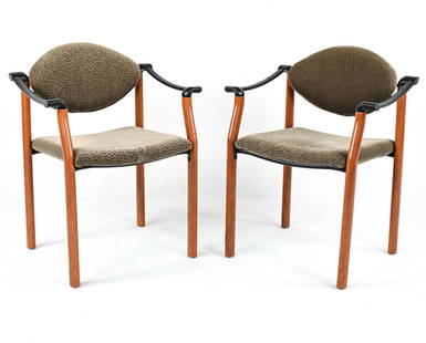 PAIR OF BRAYTON INTERNATIONAL "TONGA" ARMCHAIRS: With lizard-print sculpted mohair upholstery. Dimensions: H 32" x W 24.25" x D 19.25" x SH 18.5" Condition: A couple faint spots of soiling to upholstery, nicks and scuffs to frames.