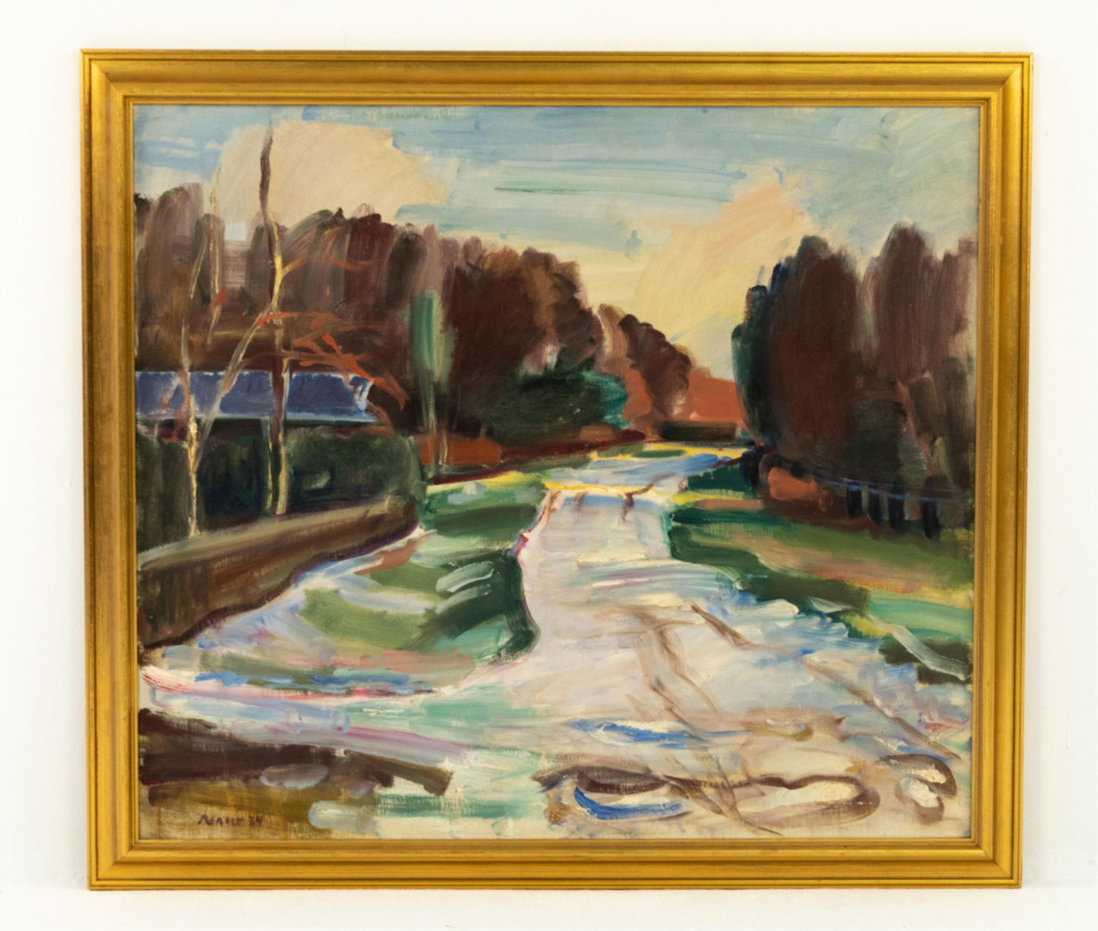 ALBERT NAUR, DANISH (1889-1973) LARGE O/C RIVER (1 of 9)