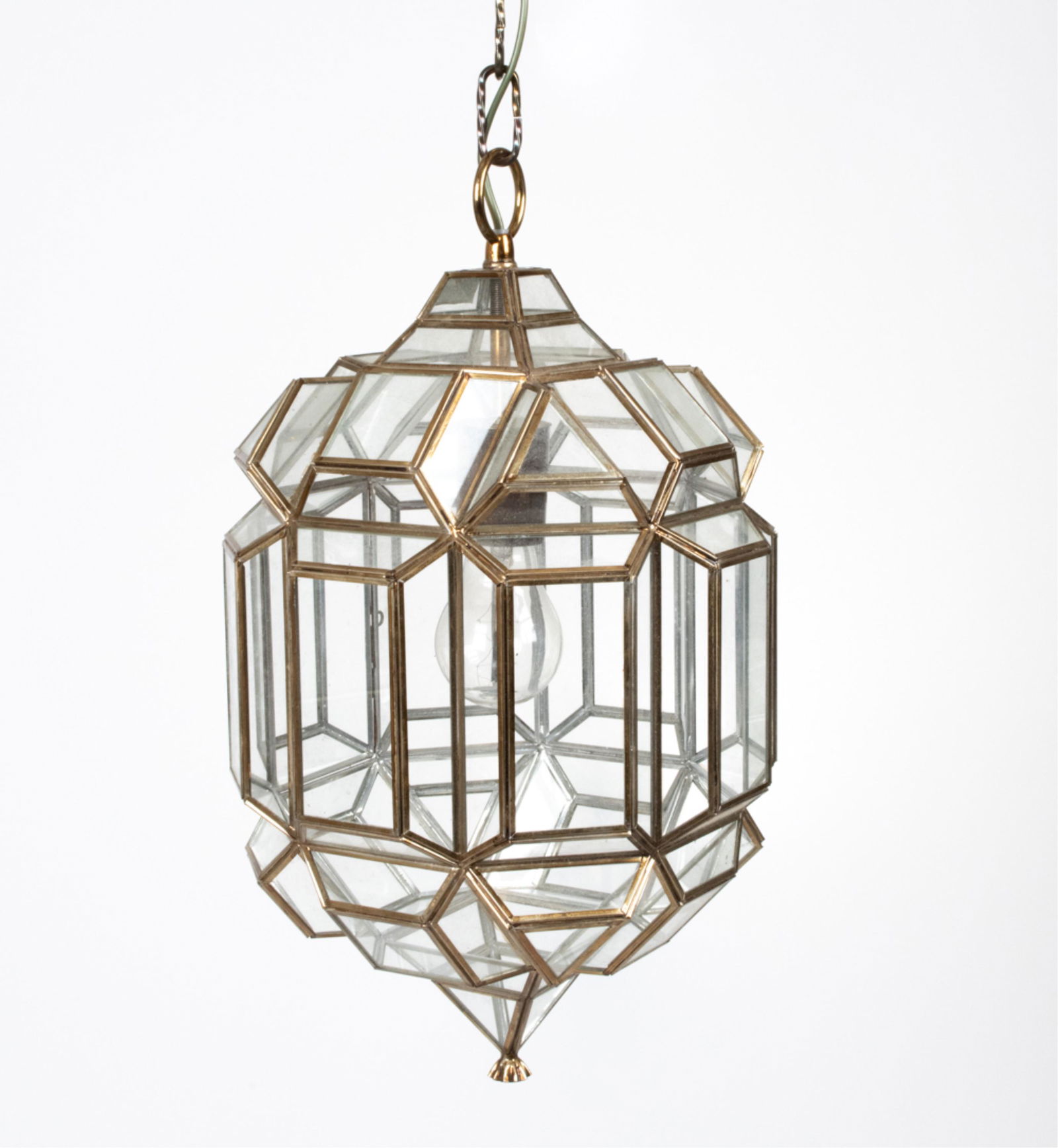 HIJOS DE ESTEVEZ BRASS & GLASS PENDANT LAMP (1 of 13)