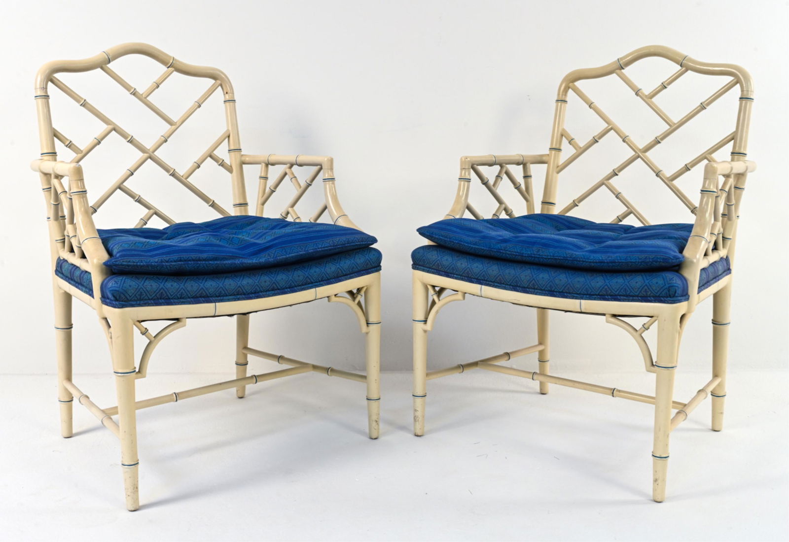 PAIR OF 1970'S LACQUERED FAUX BAMBOO ARMCHAIRS (1 of 11)