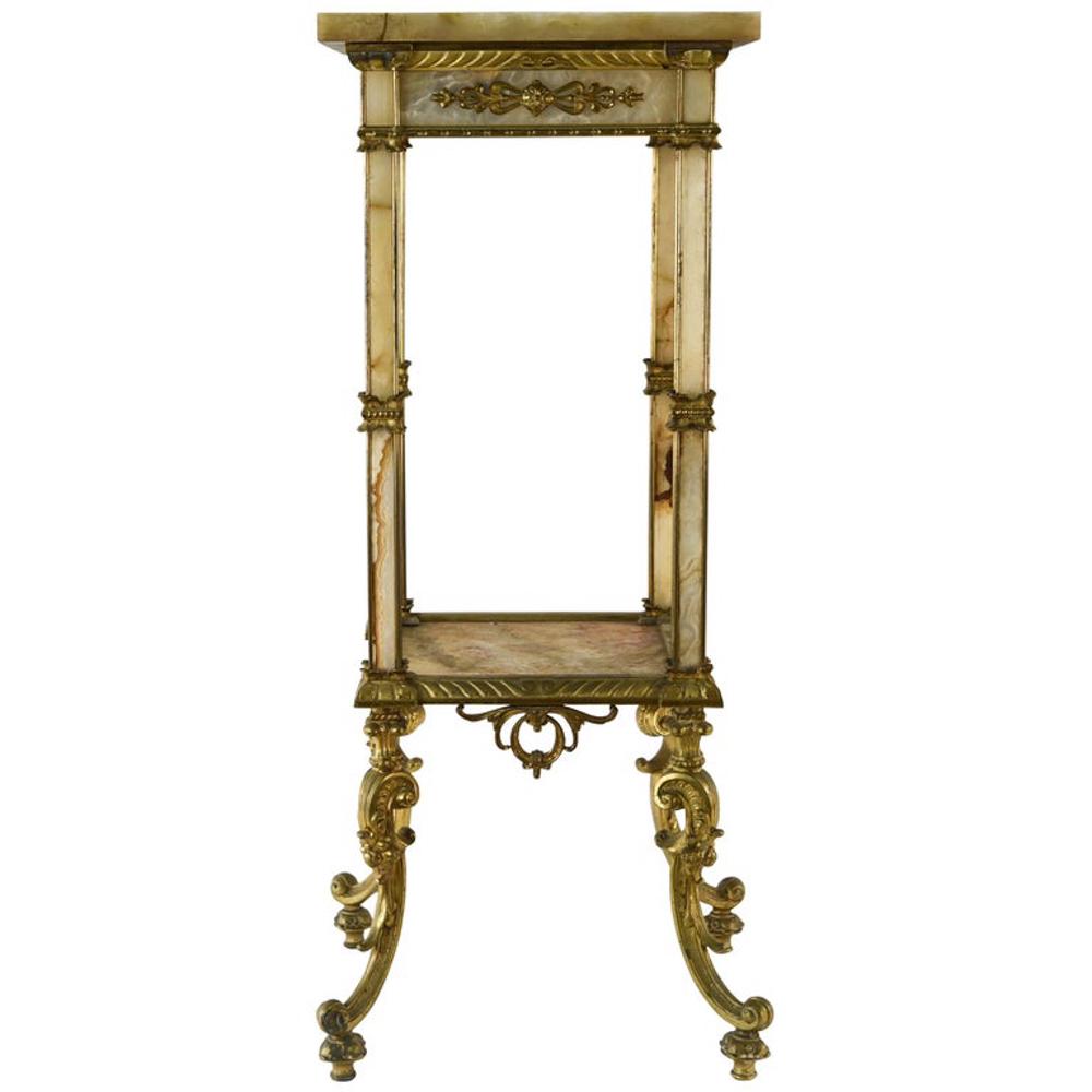 ANTIQUE FRENCH MARBLE & BRASS PEDESTAL STAND (1 of 17)