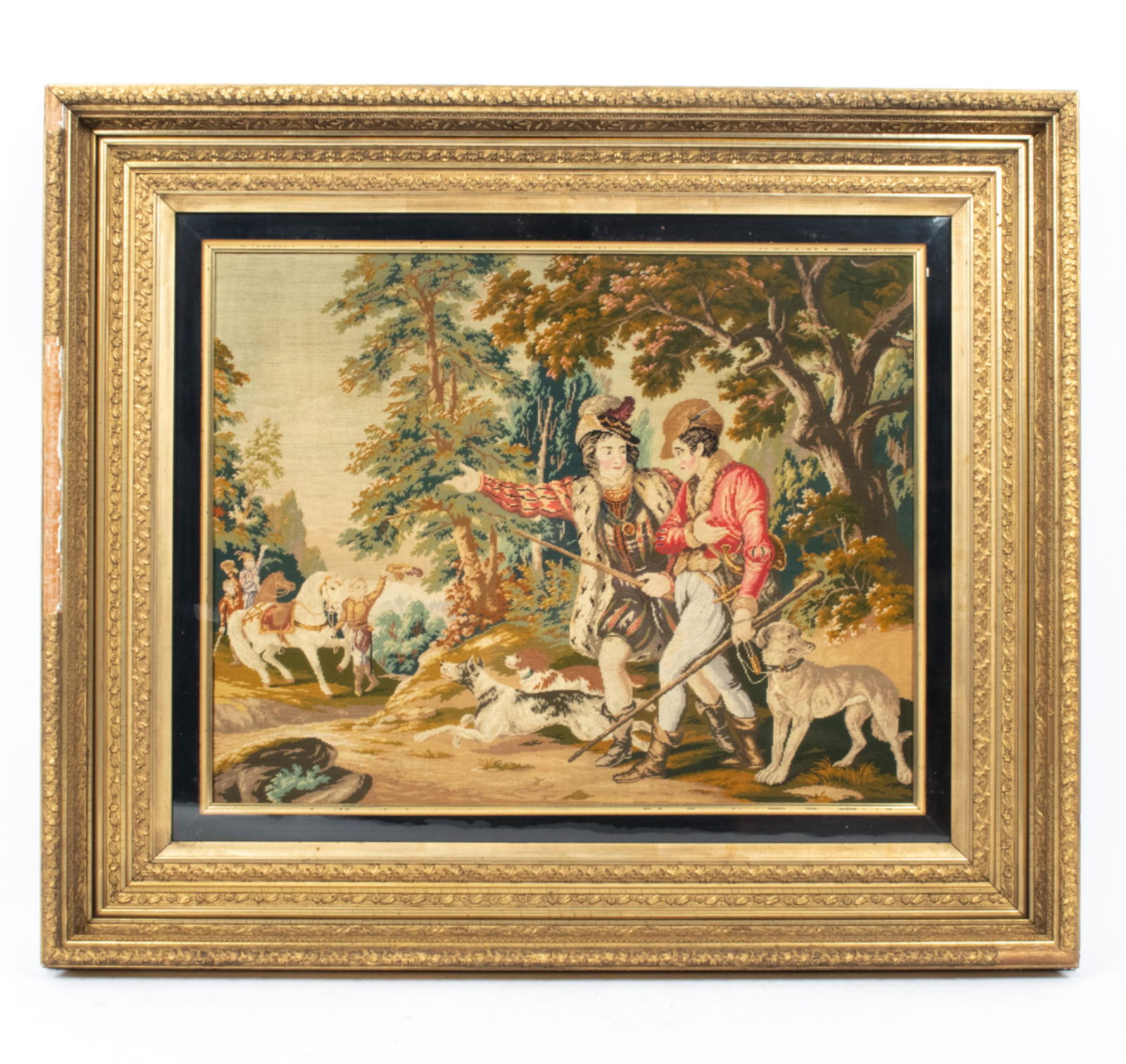 LARGE 19TH C. NEEDLEWORK PICTURE, FINE FRAME (1 of 13)