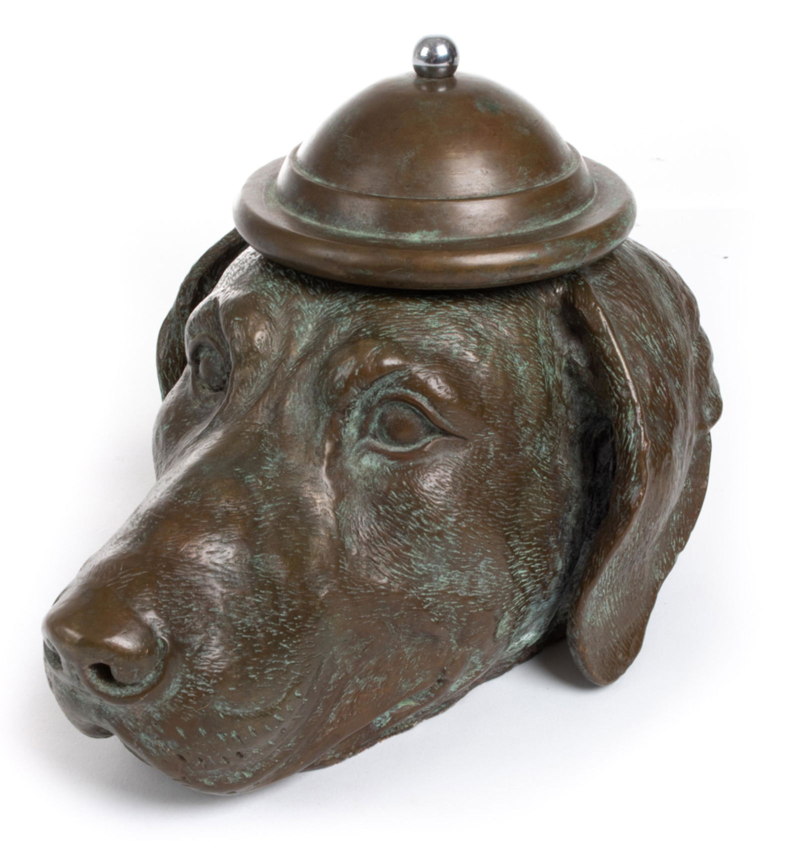 VINTAGE BRONZE DOG'S HEAD CANISTER (1 of 11)