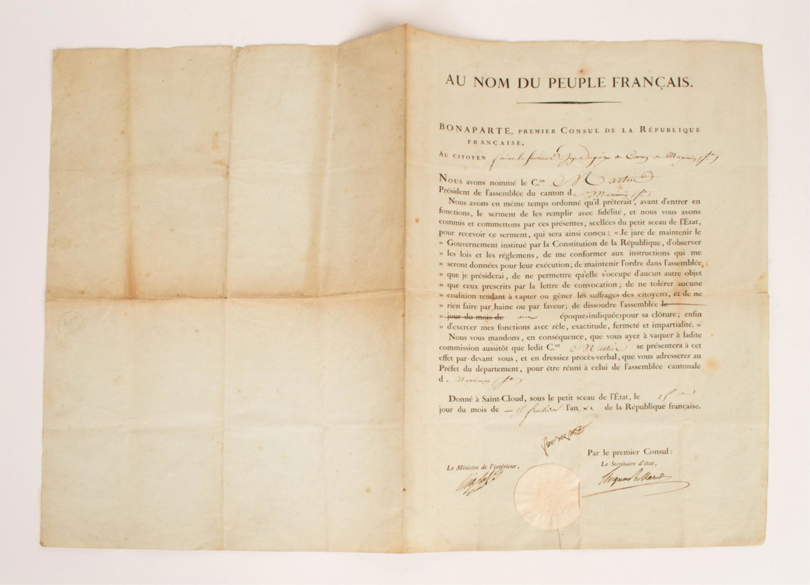 NAPOLEON BONAPARTE DOCUMENT 1804 SIGNED (1 of 10)