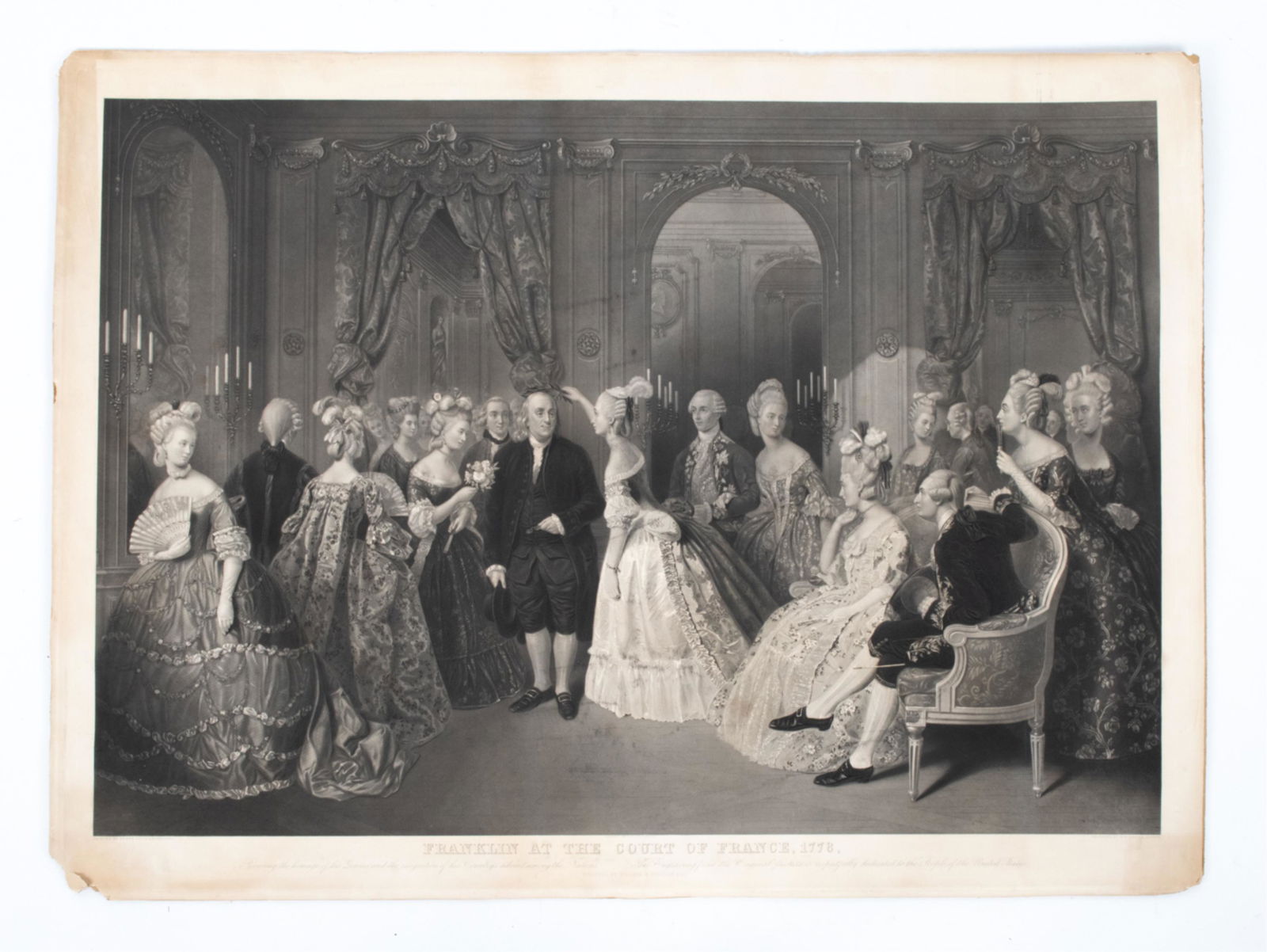 "FRANKLIN AT THE COURT OF FRANCE" ENGRAVING 1881 (1 of 17)