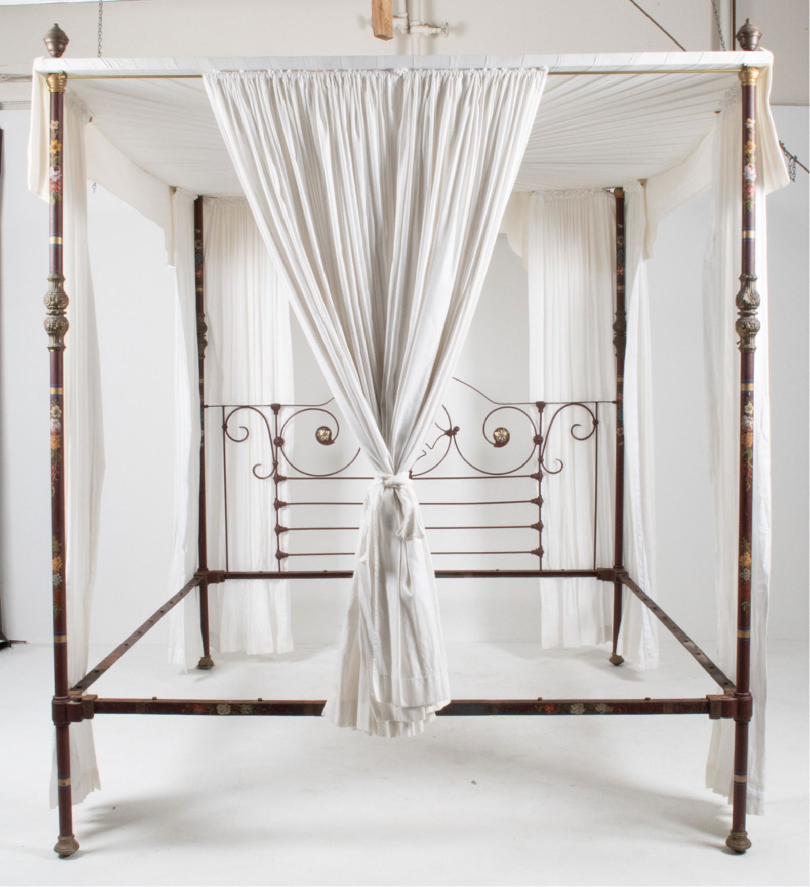 ANTIQUE PAINTED METAL CANOPY BED (1 of 15)