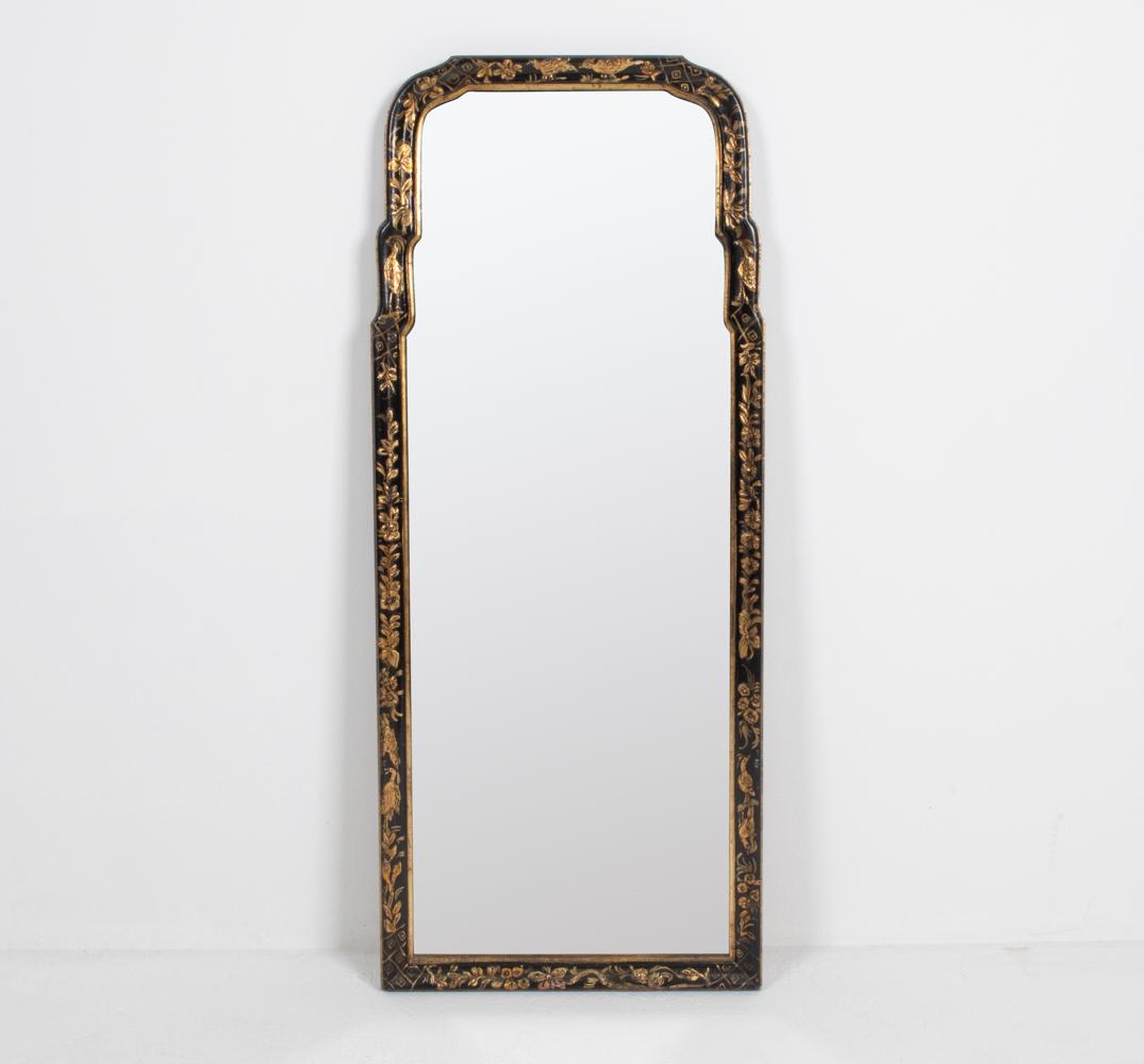 VINTAGE BLACK & GOLD CHINOISERIE MIRROR (1 of 13)