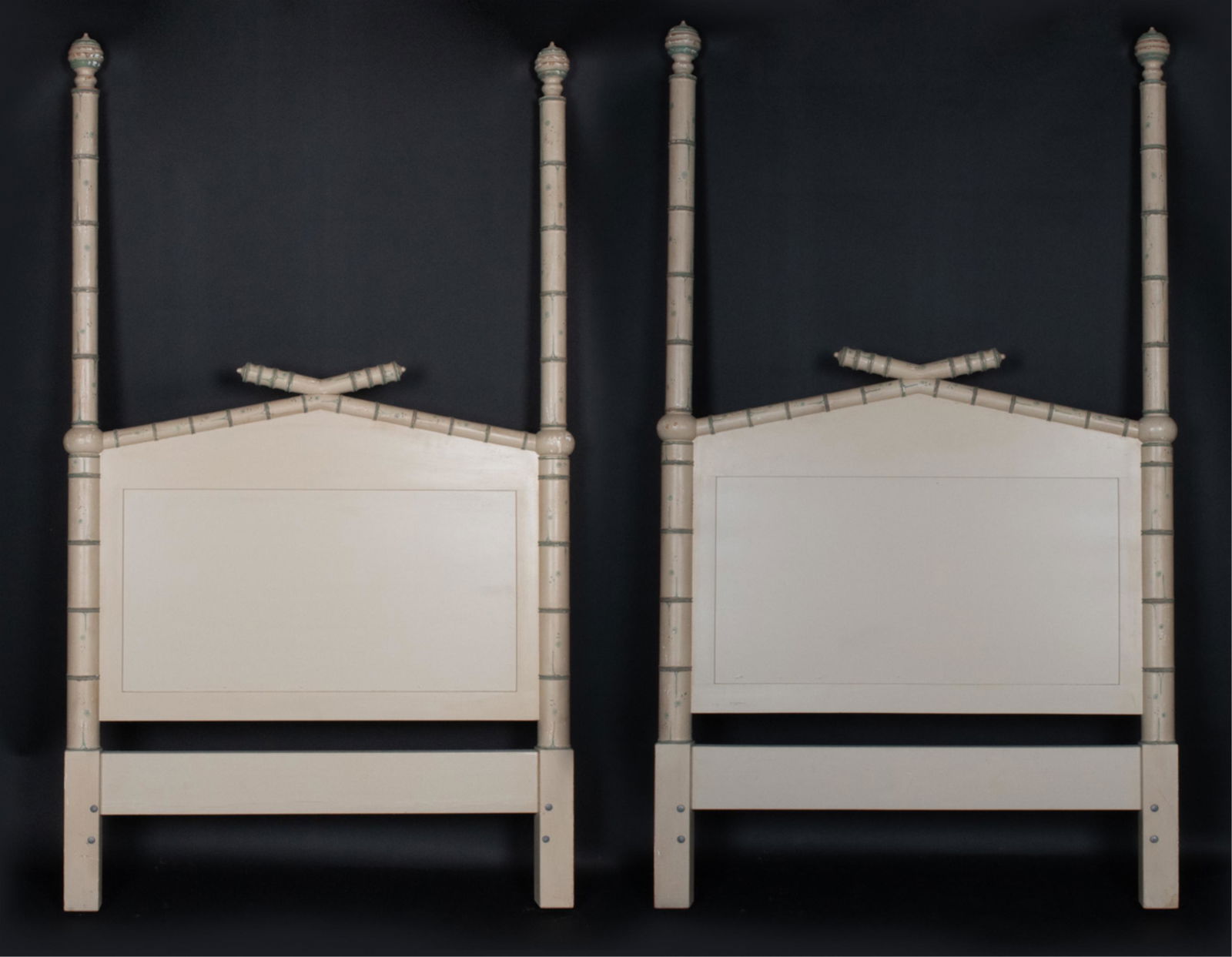 PAIR REGENCY-STYLE PAINTED FAUX BAMBOO HEADBOARDS (1 of 19)