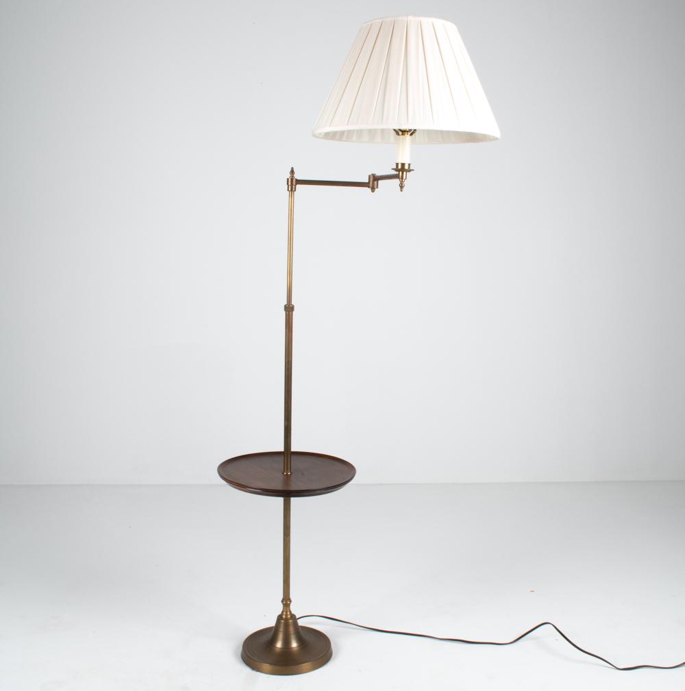 ENGLISH SWING-ARM LIBRARY FLOOR LAMP TABLE (1 of 10)