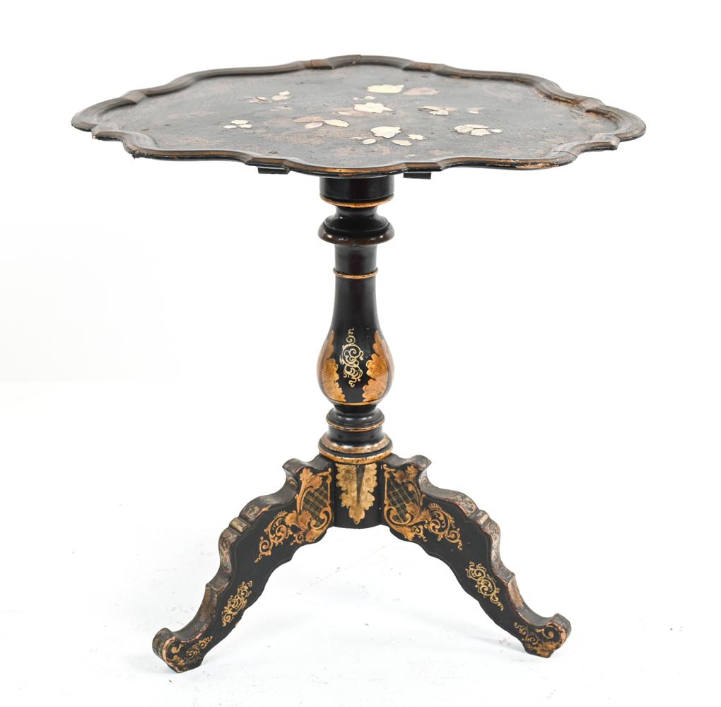 19TH C. ABALONE INLAID TILT-TOP SIDE TABLE (1 of 19)