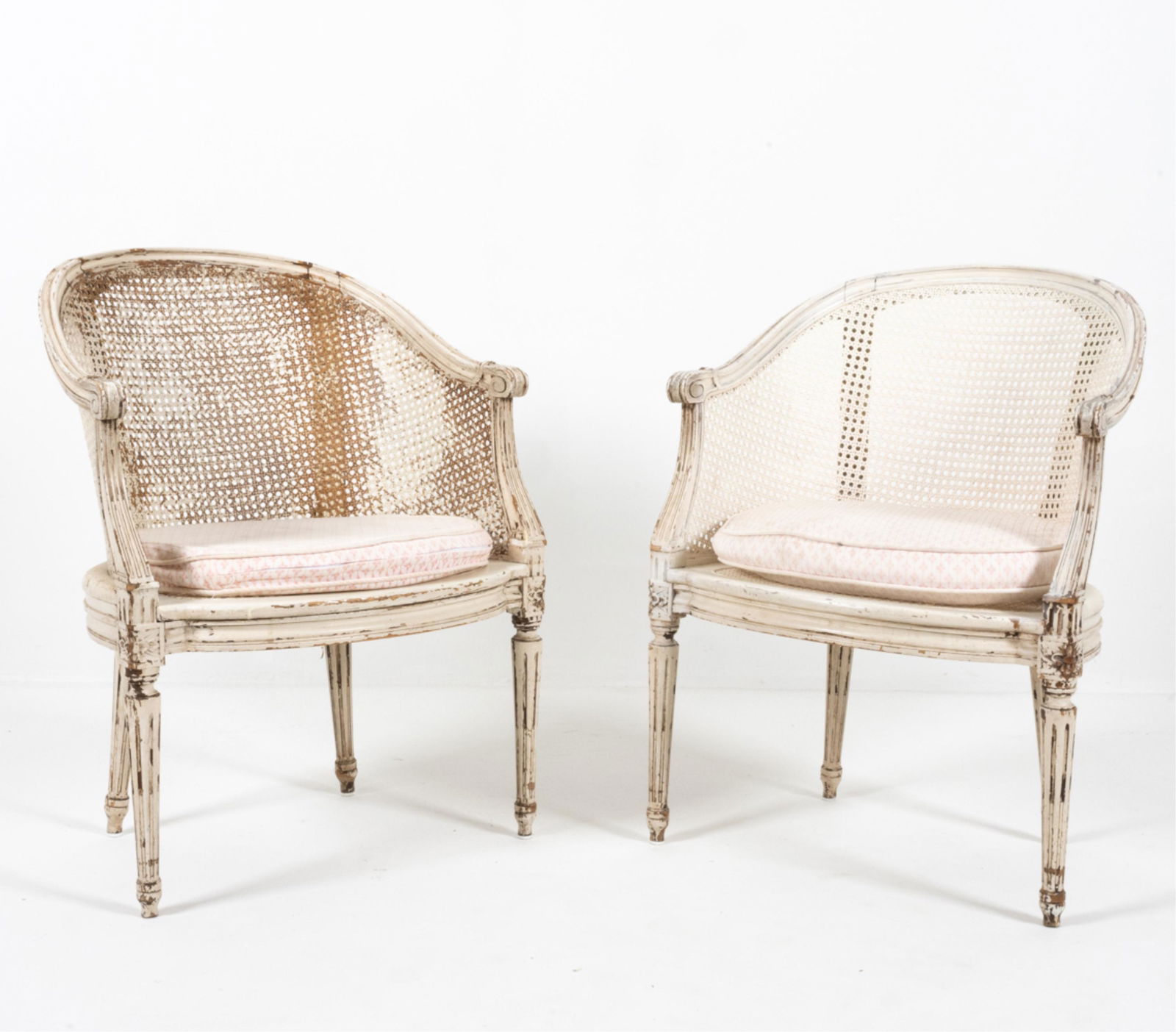 PAIR FRENCH LOUIS XVI-STYLE PAINTED BARREL CHAIRS (1 of 18)