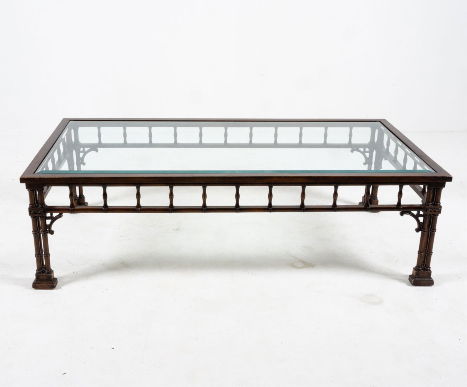 CHINESE CHIPPENDALE-STYLE GLASS TOP COFFEE TABLE (1 of 13)