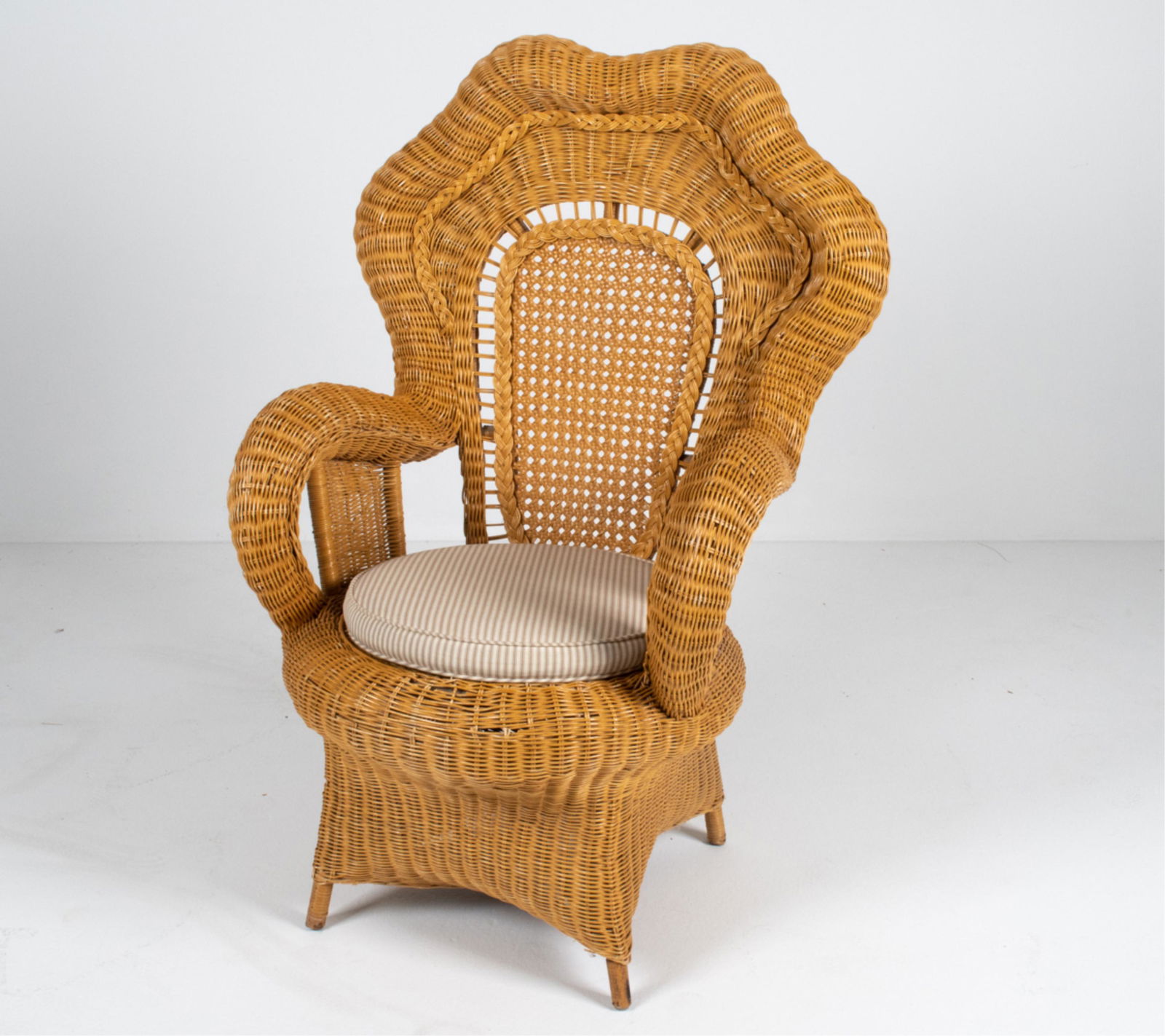 WICKER & CANED FAN BACK LOUNGE CHAIR (1 of 15)