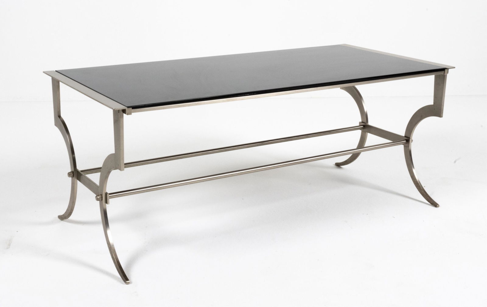 BRUSHED METAL & BLACK GLASS KLISMOS COFFEE TABLE (1 of 11)