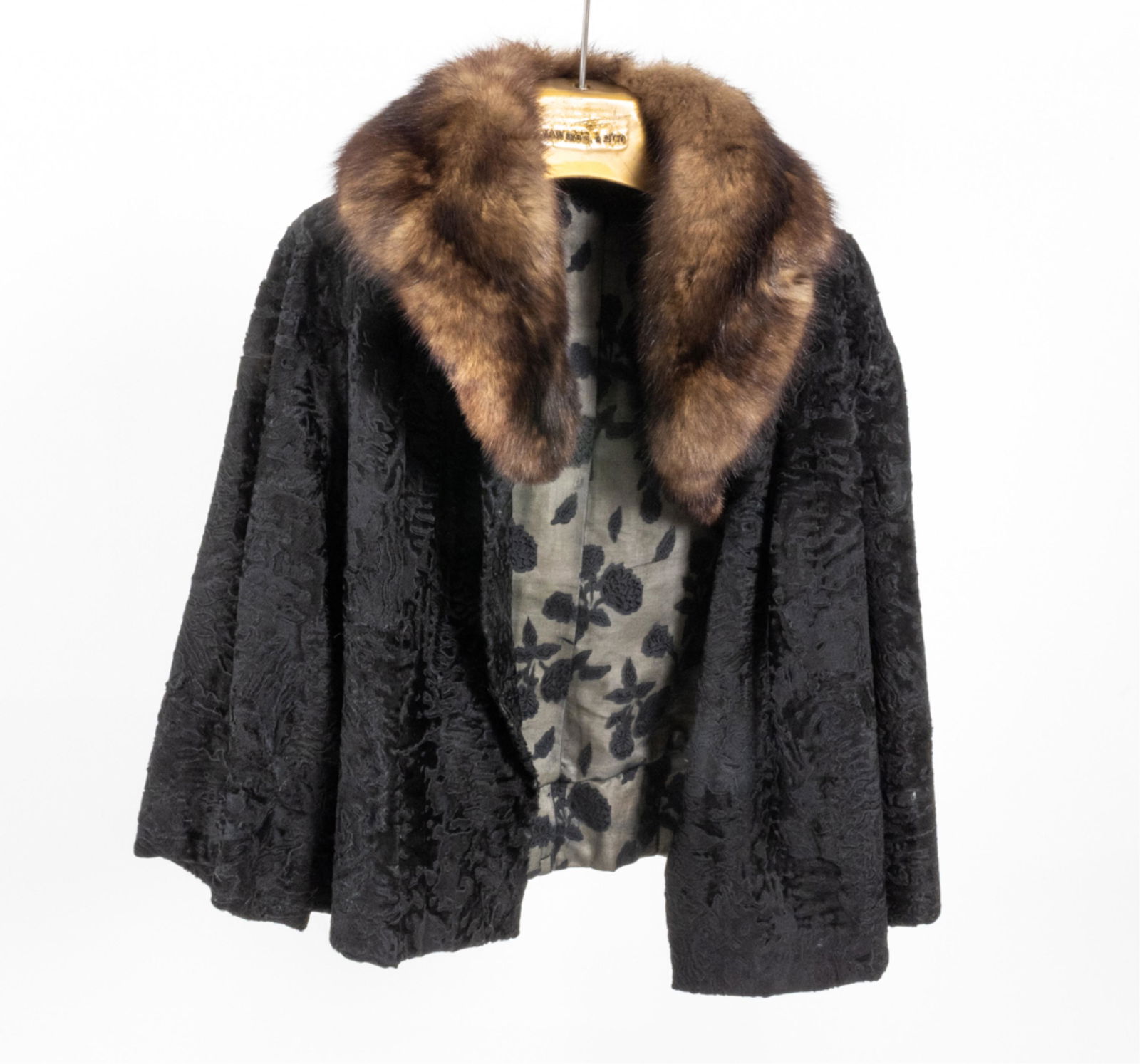 1960'S CURLY LAMB & SABLE FUR SWING COAT (1 of 8)