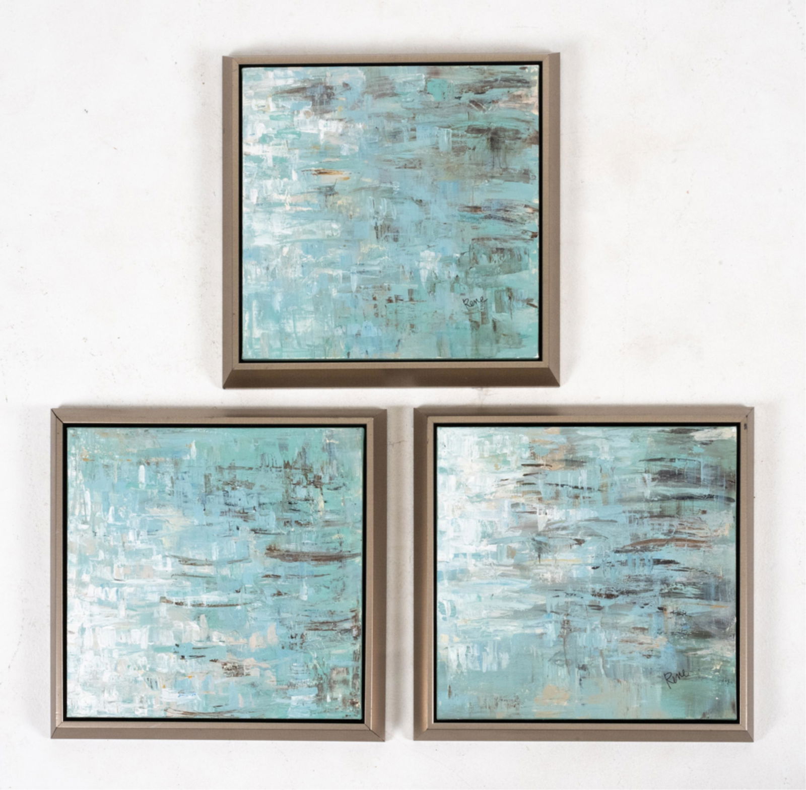 CONTEMPORARY ABSTRACT MIXED MEDIA TRIPTYCH, SIGNED (1 of 12)