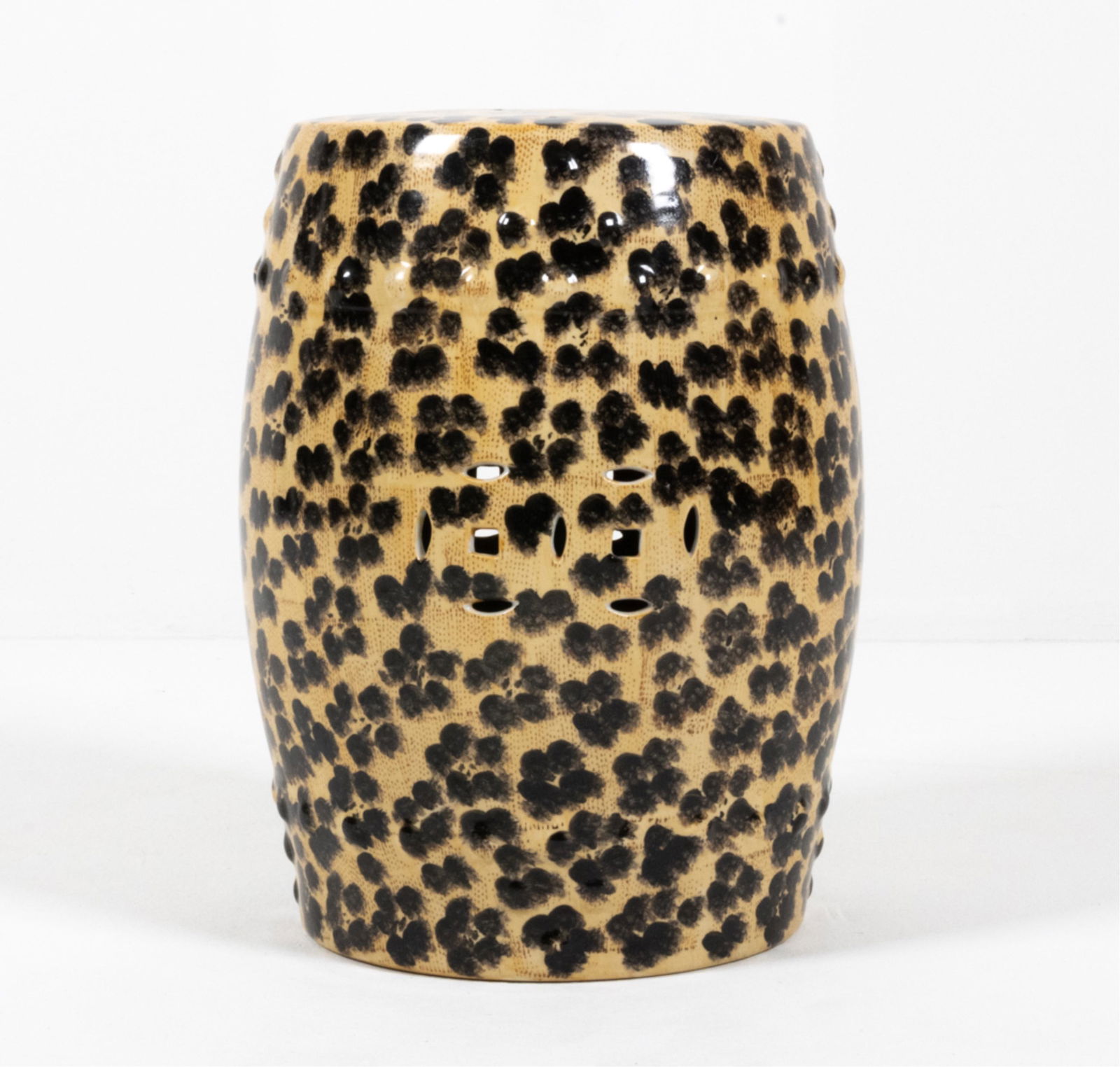 Contemporary Cheetah Print Ceramic Garden Stool