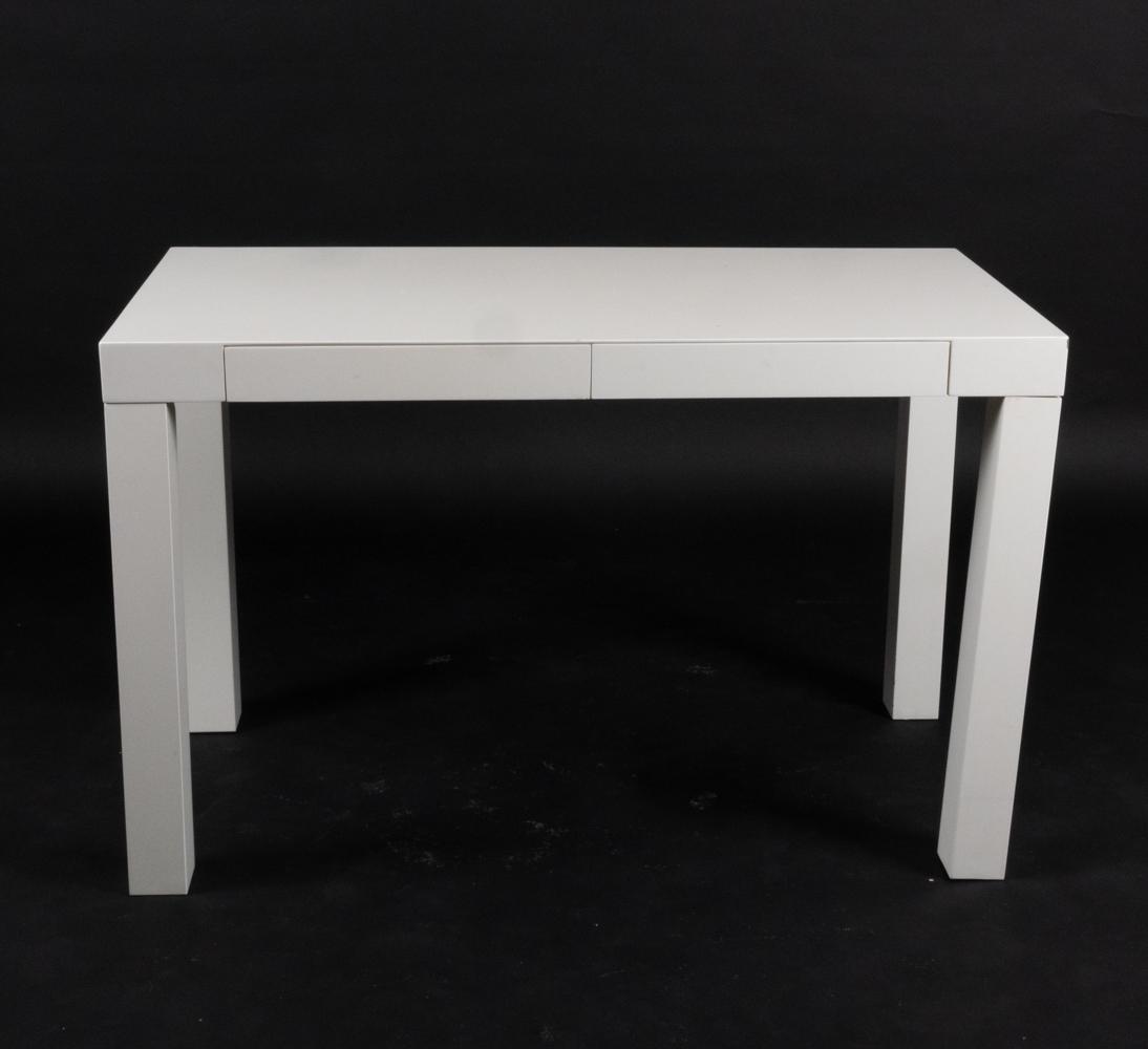 WHITE LACQUER PARSONS-STYLE WRITING DESK (1 of 13)