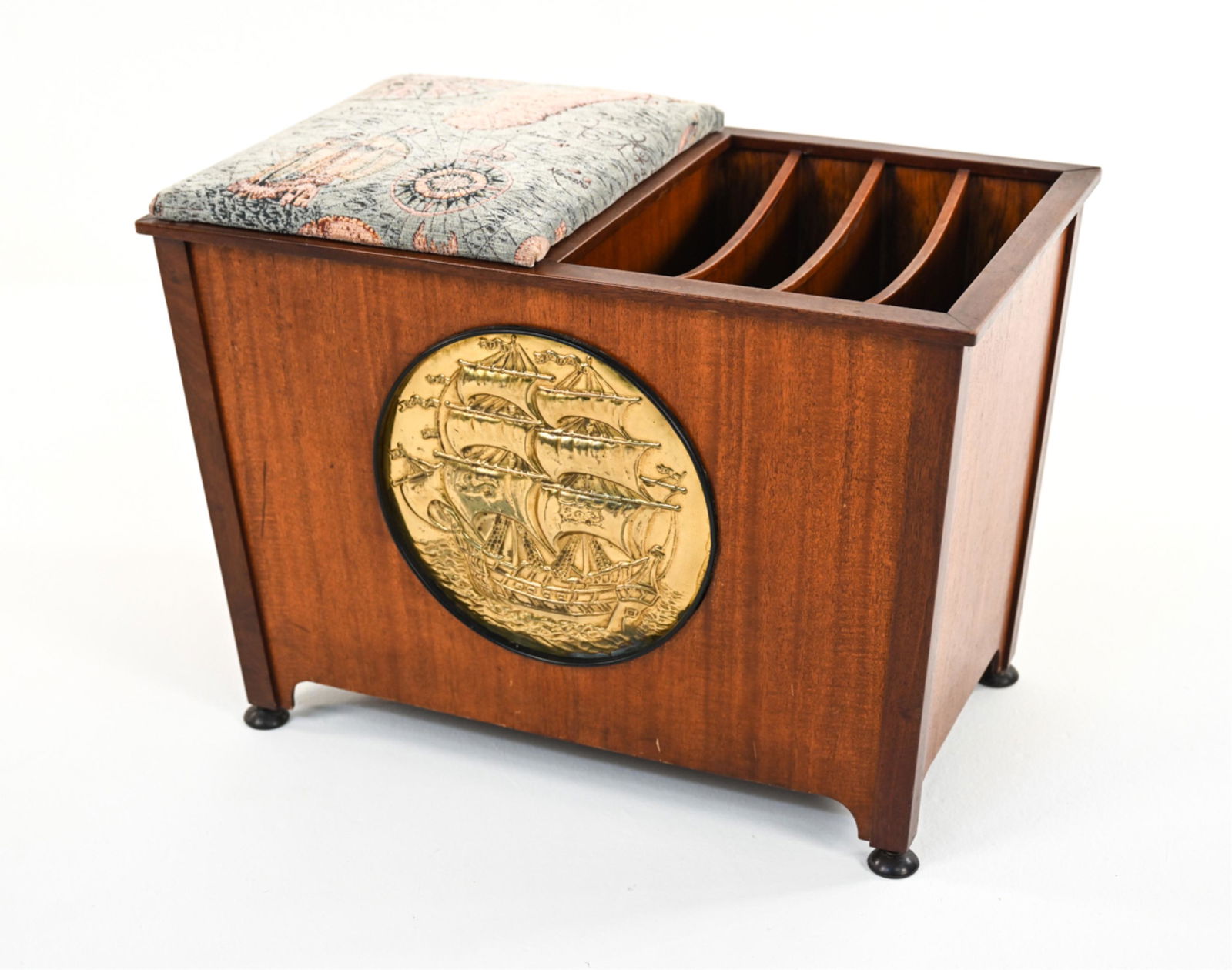 CRAFT MADE MAGAZINE BENCH, SIGNED & DATED 1953 (1 of 15)