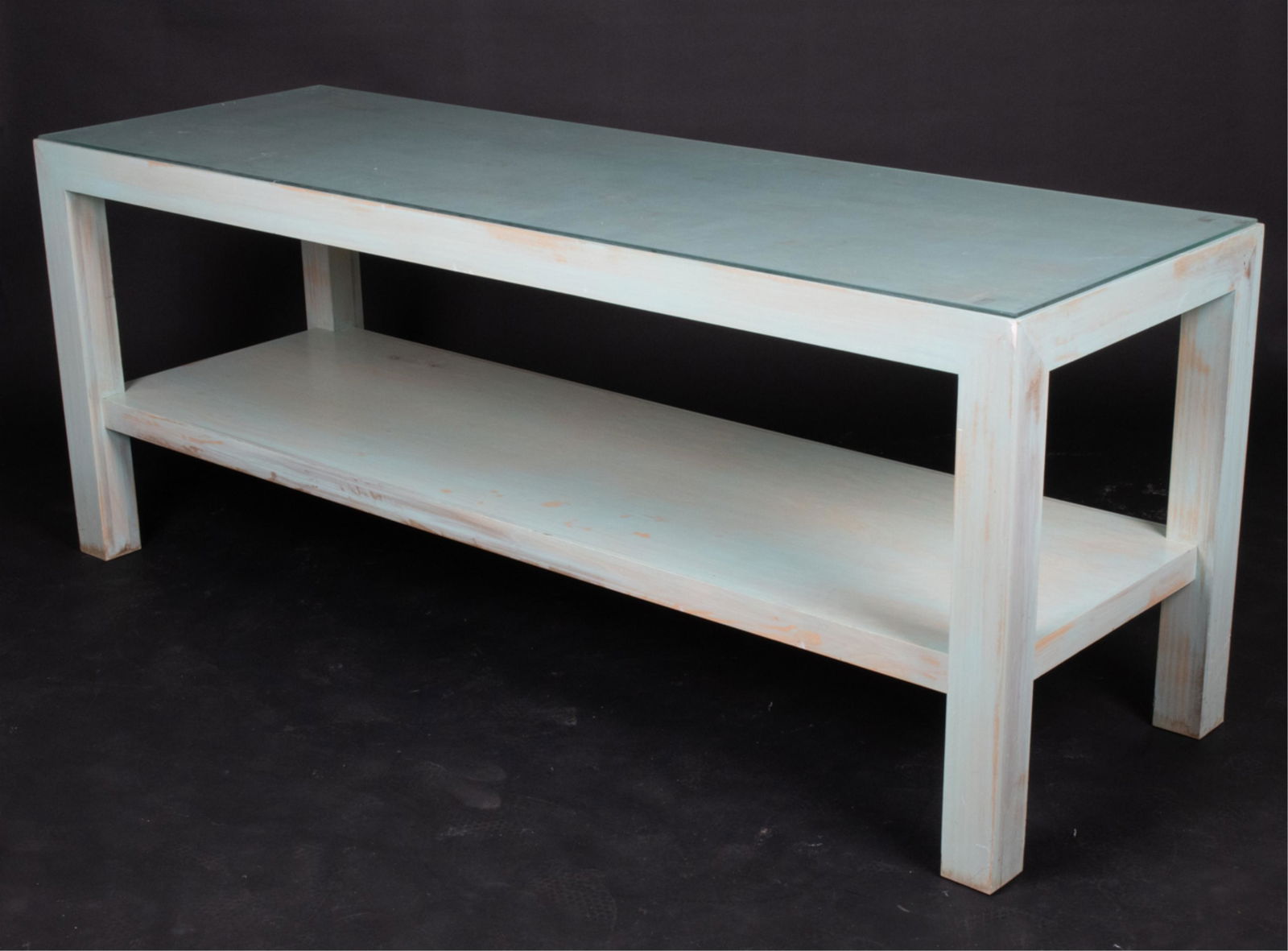 CONTEMPORARY ROBIN'S EGG-WASHED TWO-TIER CONSOLE (1 of 13)