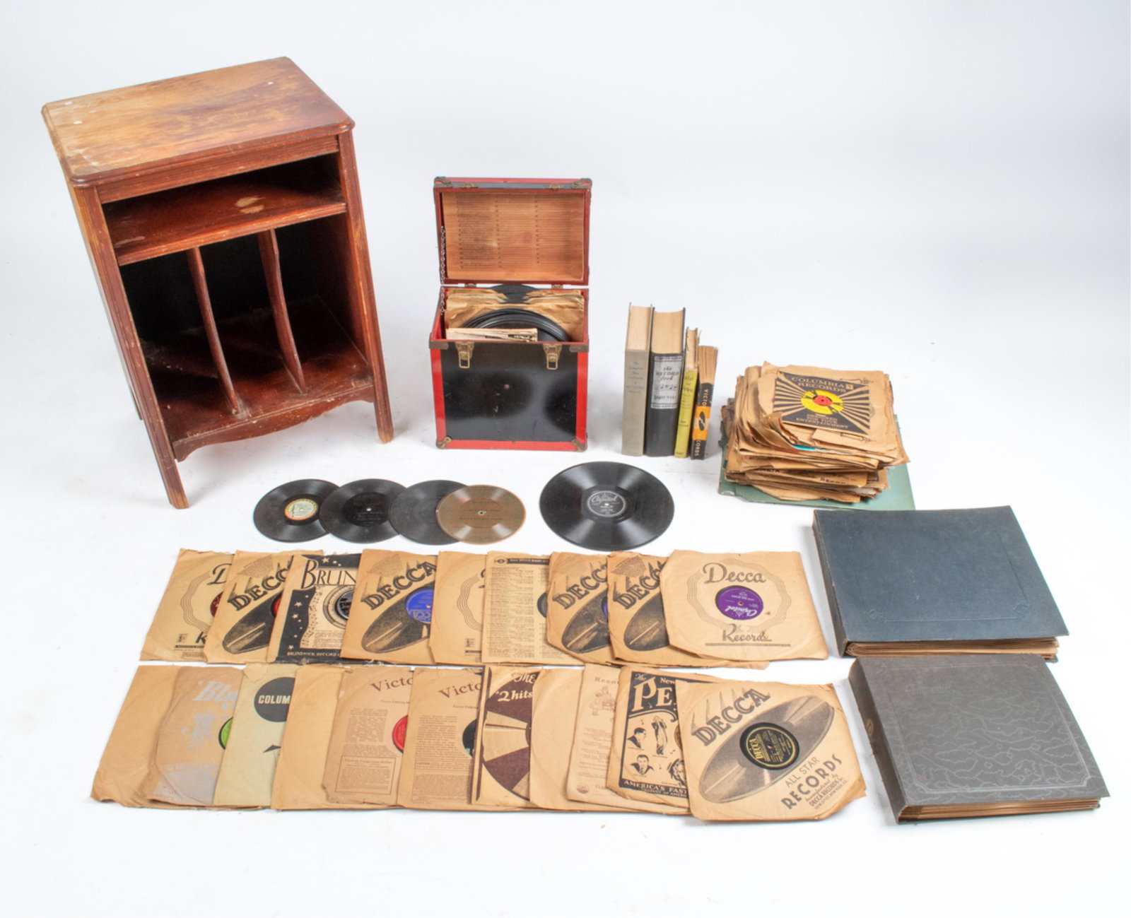 EARLY RECORD CABINET W/ RECORDS & BOOKS (1 of 20)