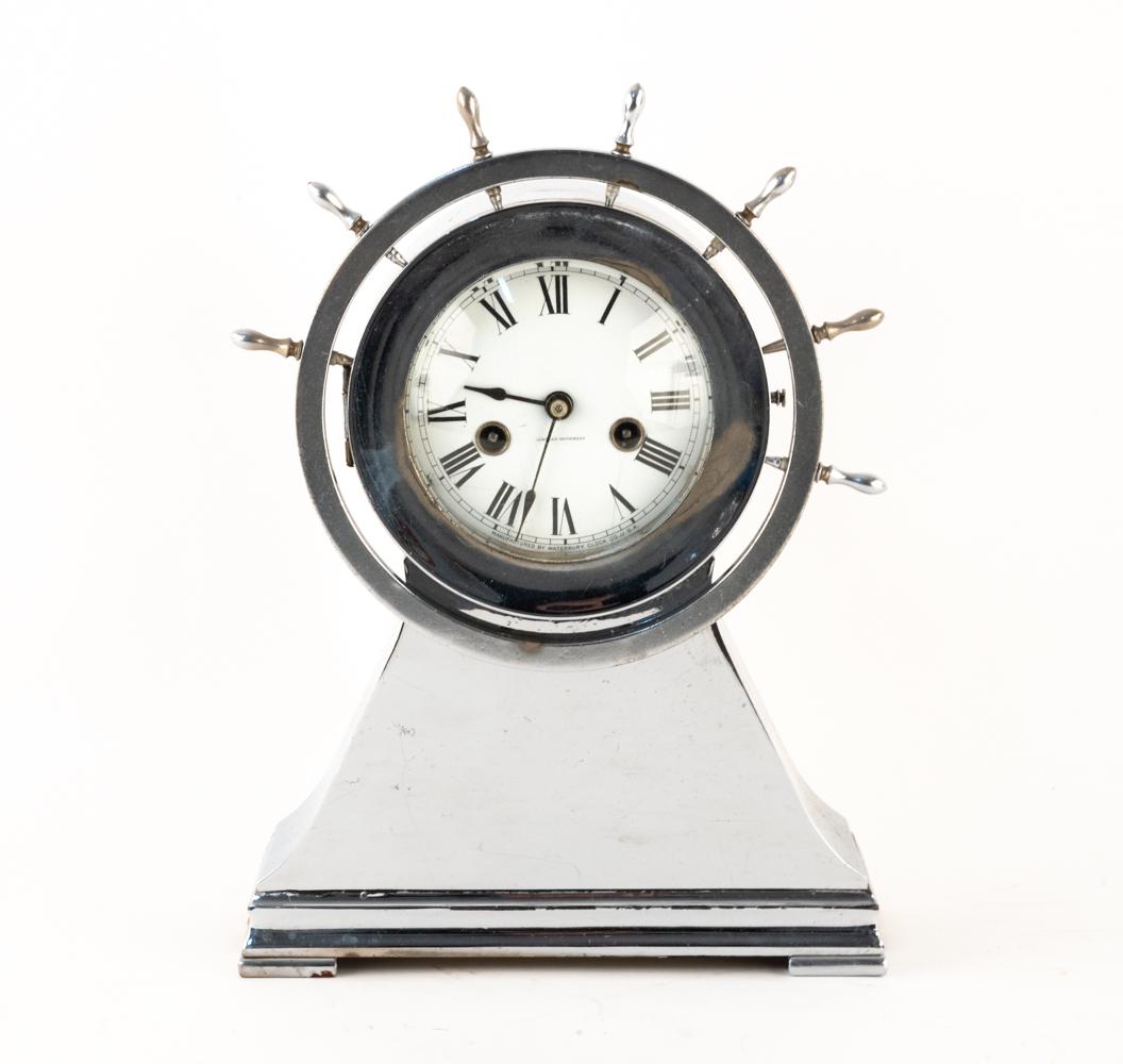WATERBURY CHROME SHIP'S HELM MANTEL CLOCK (1 of 12)