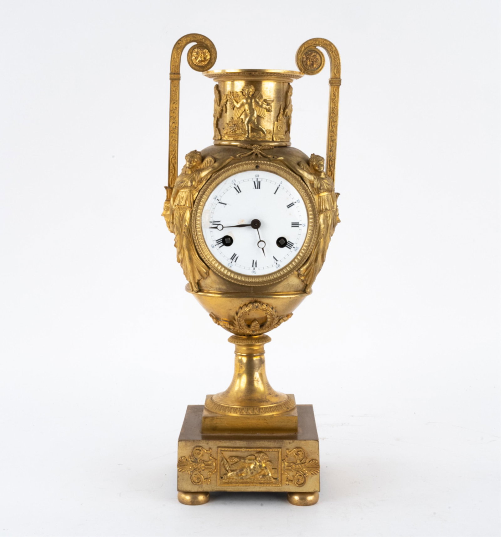 FRENCH EMPIRE GILT BRONZE VASE CLOCK, AS-IS (1 of 13)