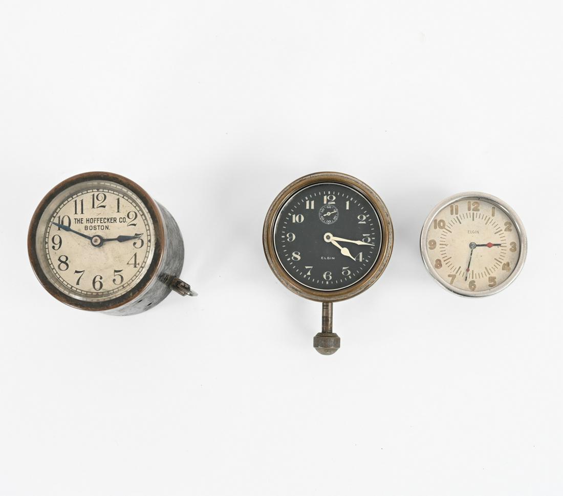 (3) VINTAGE ELGIN & HOFFECKER AUTOMOBILE CLOCKS (1 of 10)