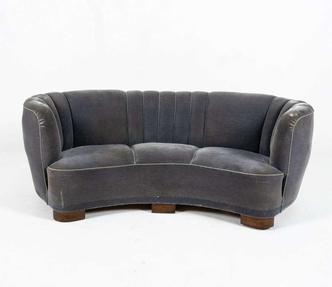 DANISH MOHAIR BANANA SOFA, C. 1940'S (1 of 15)