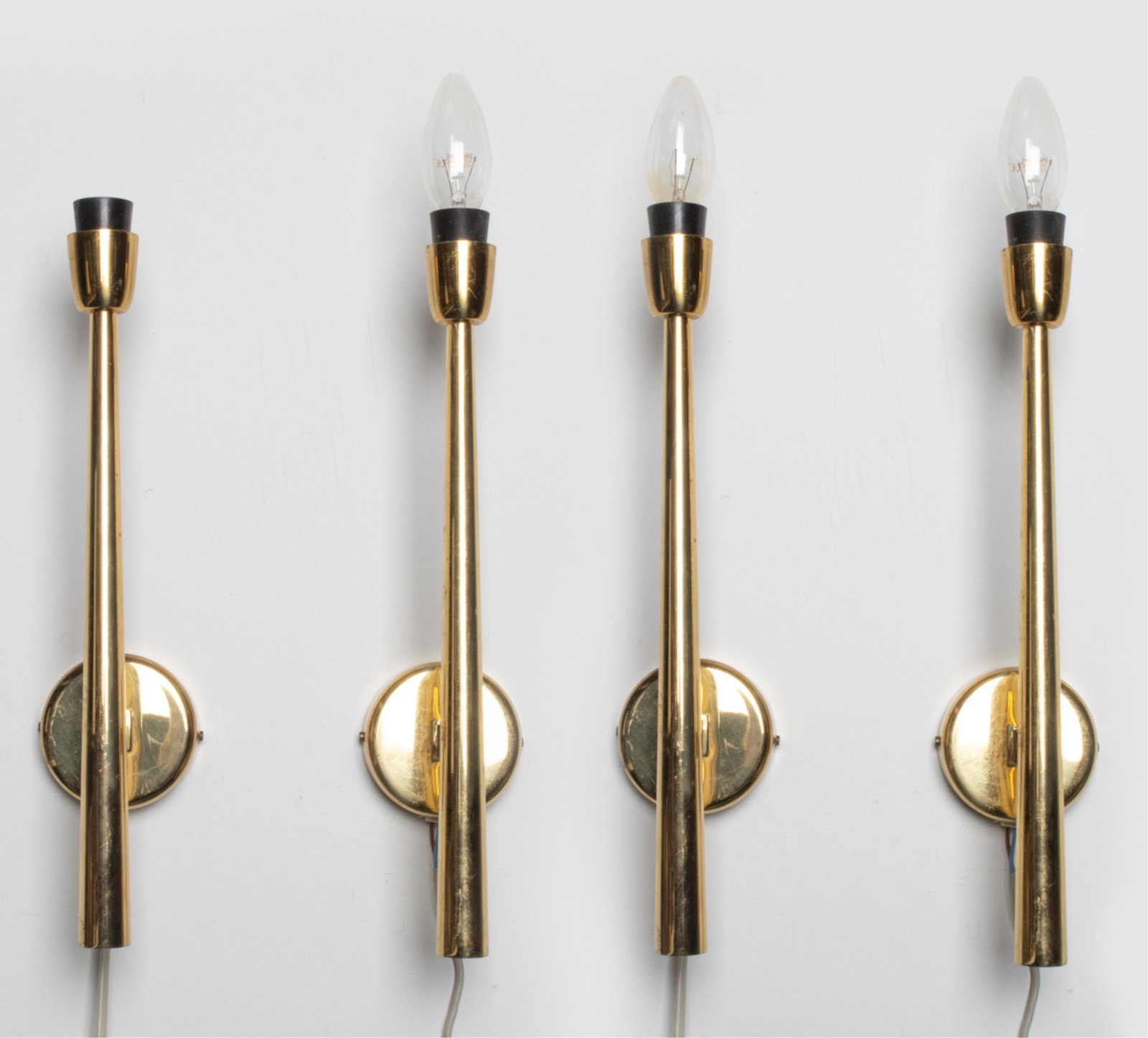 (4) SCANDINAVIAN BRASS MODERNIST TORCH SCONCES (1 of 13)